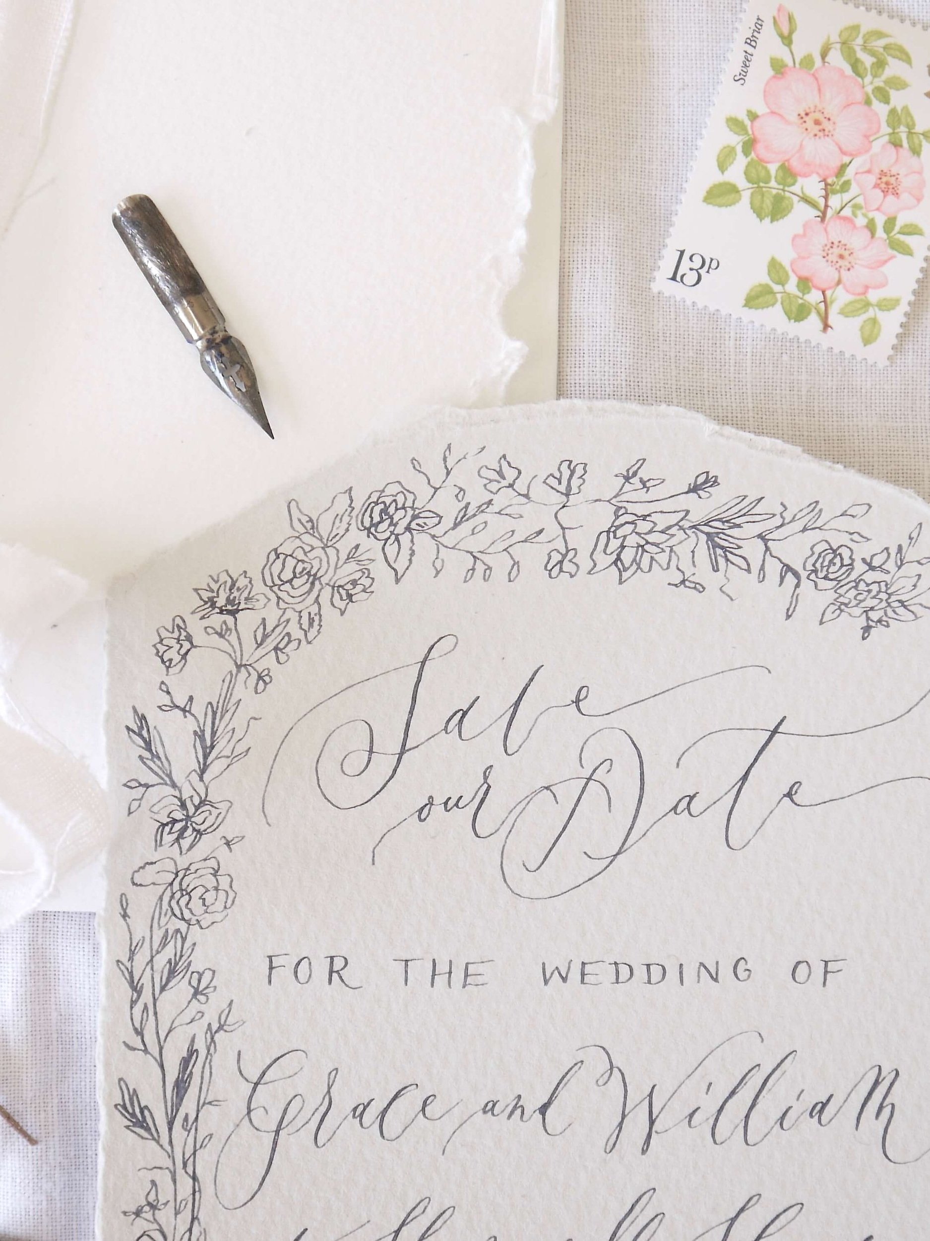 Custom calligraphy save the date