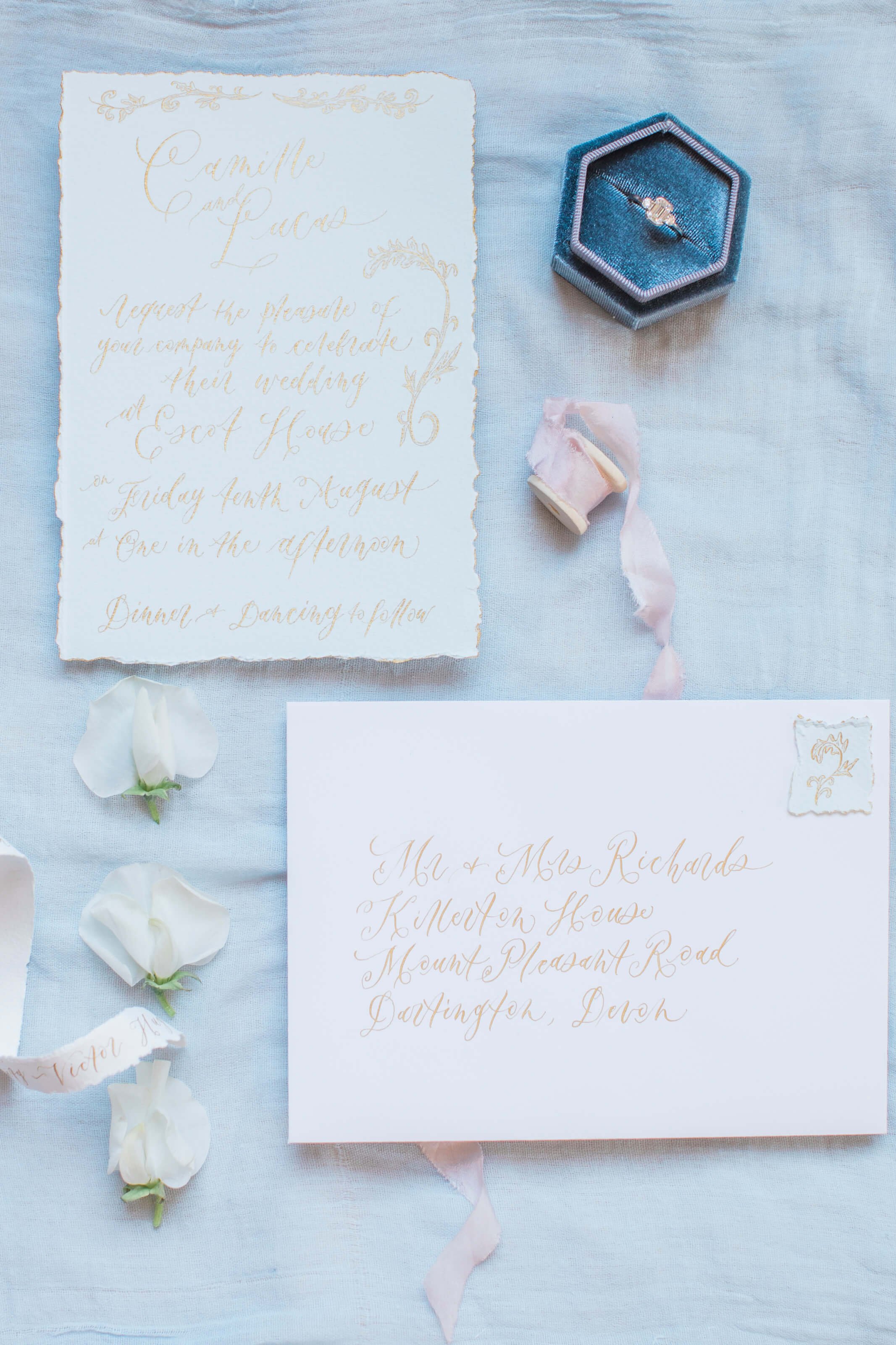Luxury calligraphy invitations for a wedding