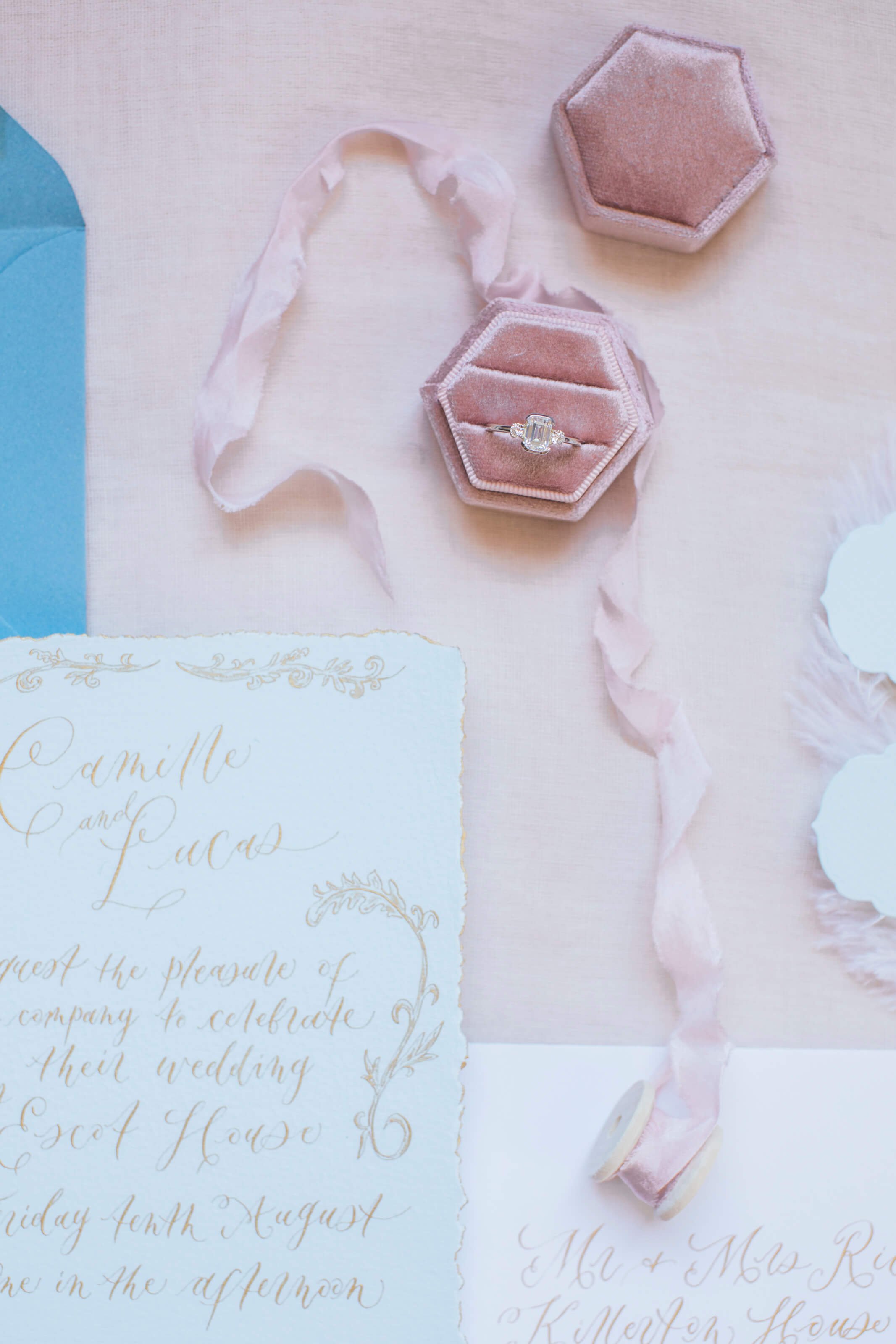 Luxury wedding invitations in calligraphy