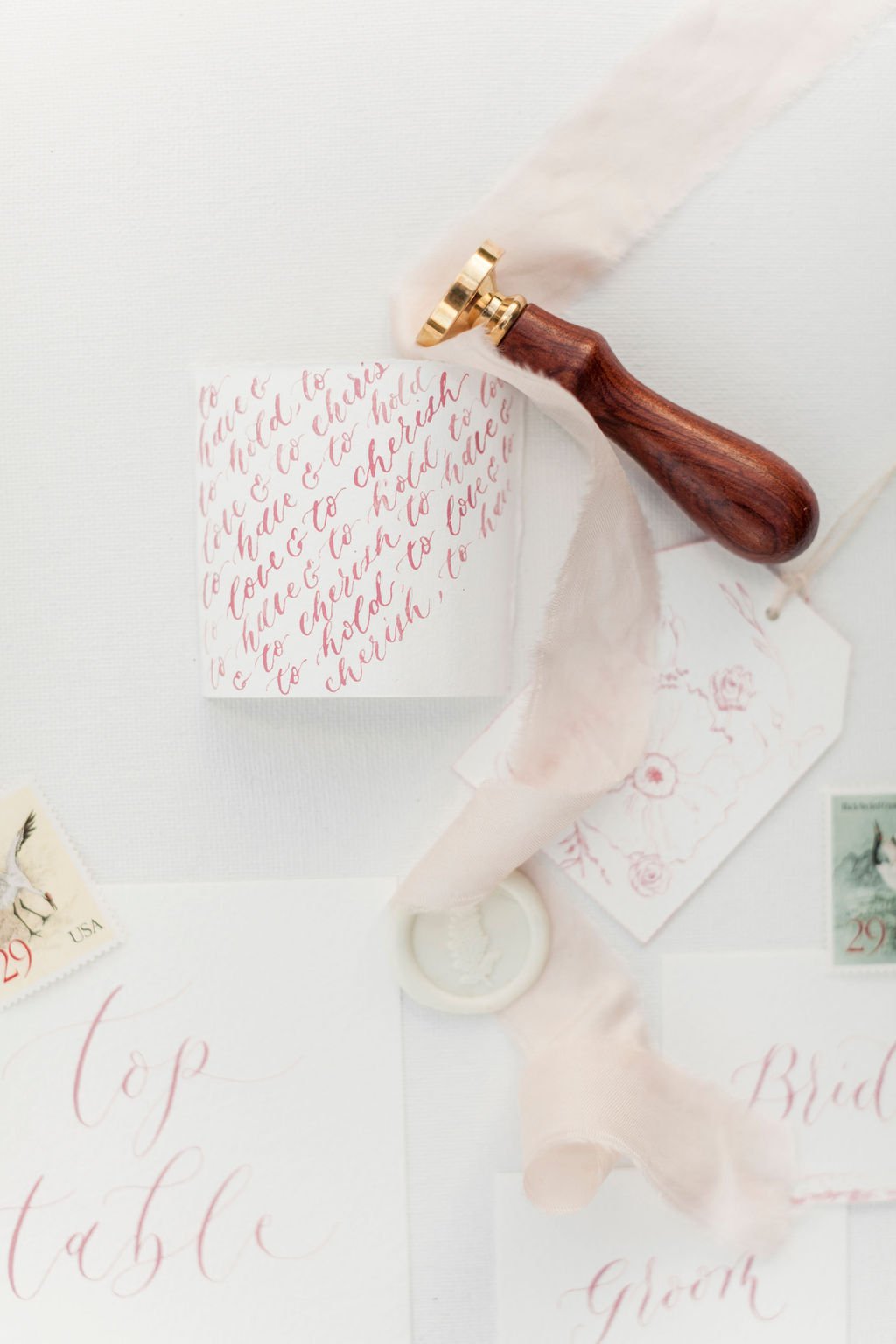 Romantic calligraphy wedding stationery