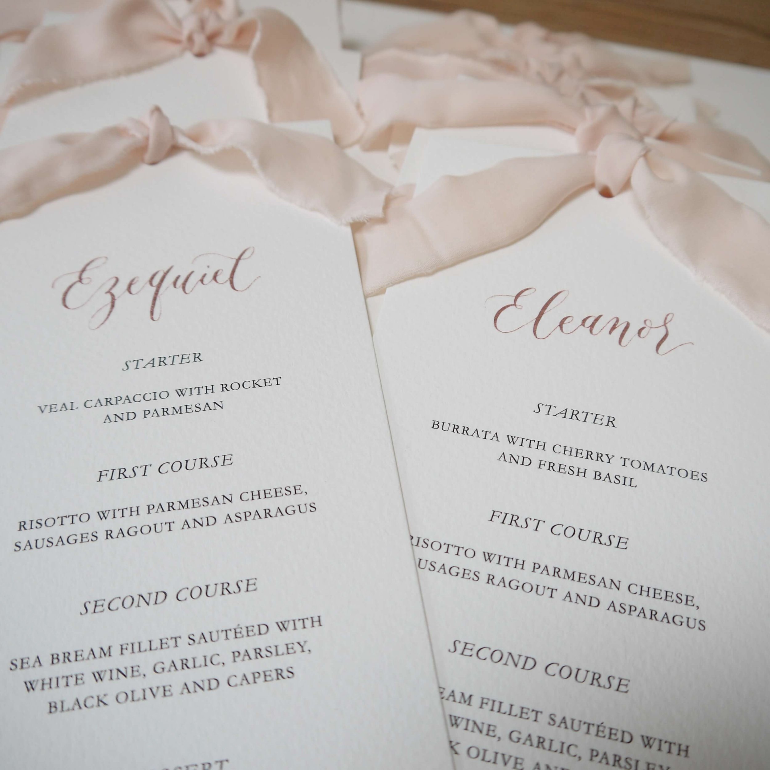 Individual Wedding Menus