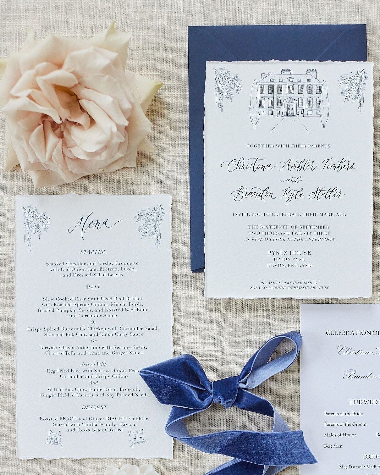 Beautiful stationery for a beautiful wedding weekend. I wish we could do it all over again! 

From hearing about C &amp; B&rsquo;s vision through to bringing it to life with pen and ink and tactile materials, it was a dream. 

If you visit my portfol