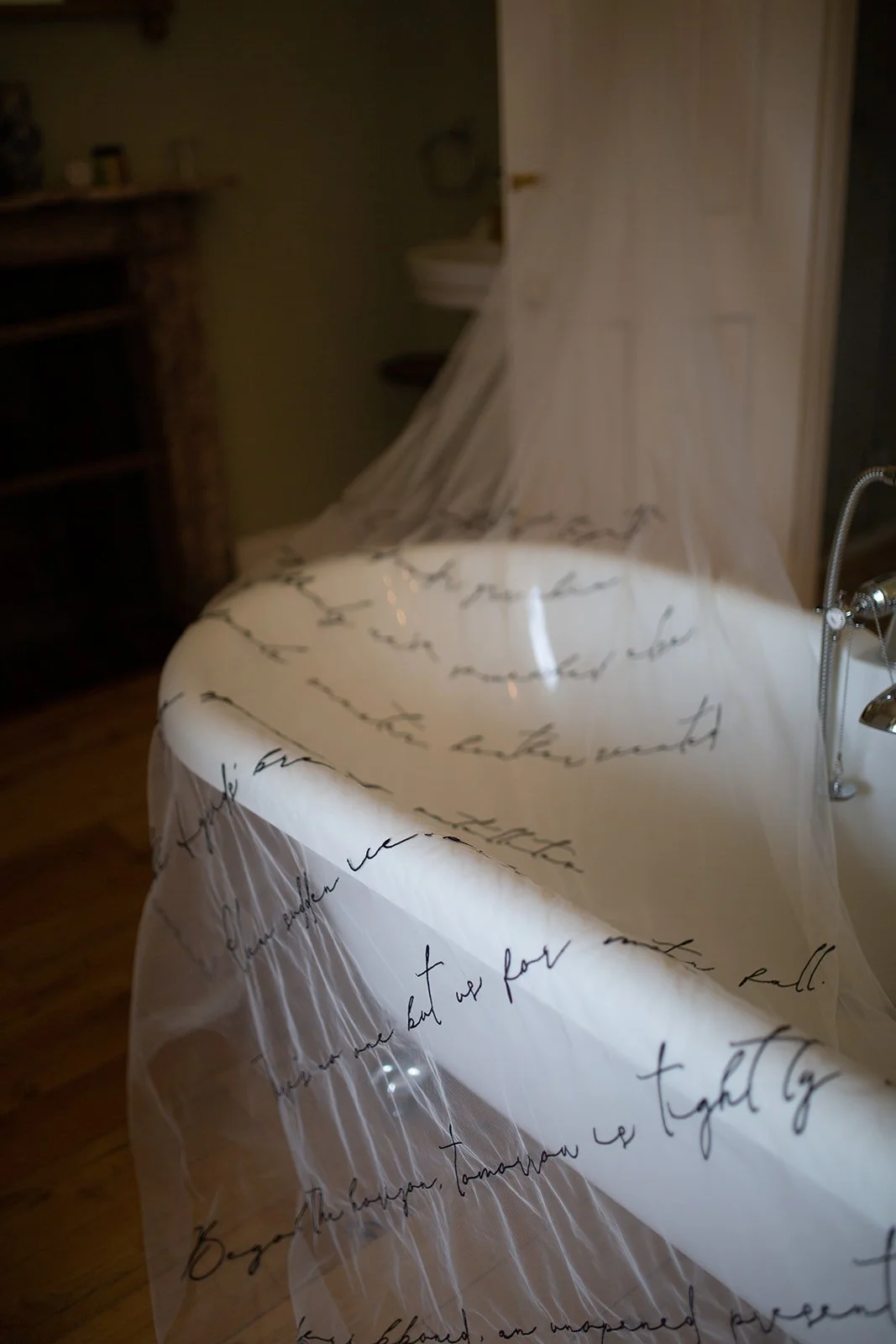 Wedding veil with calligraphy style typography