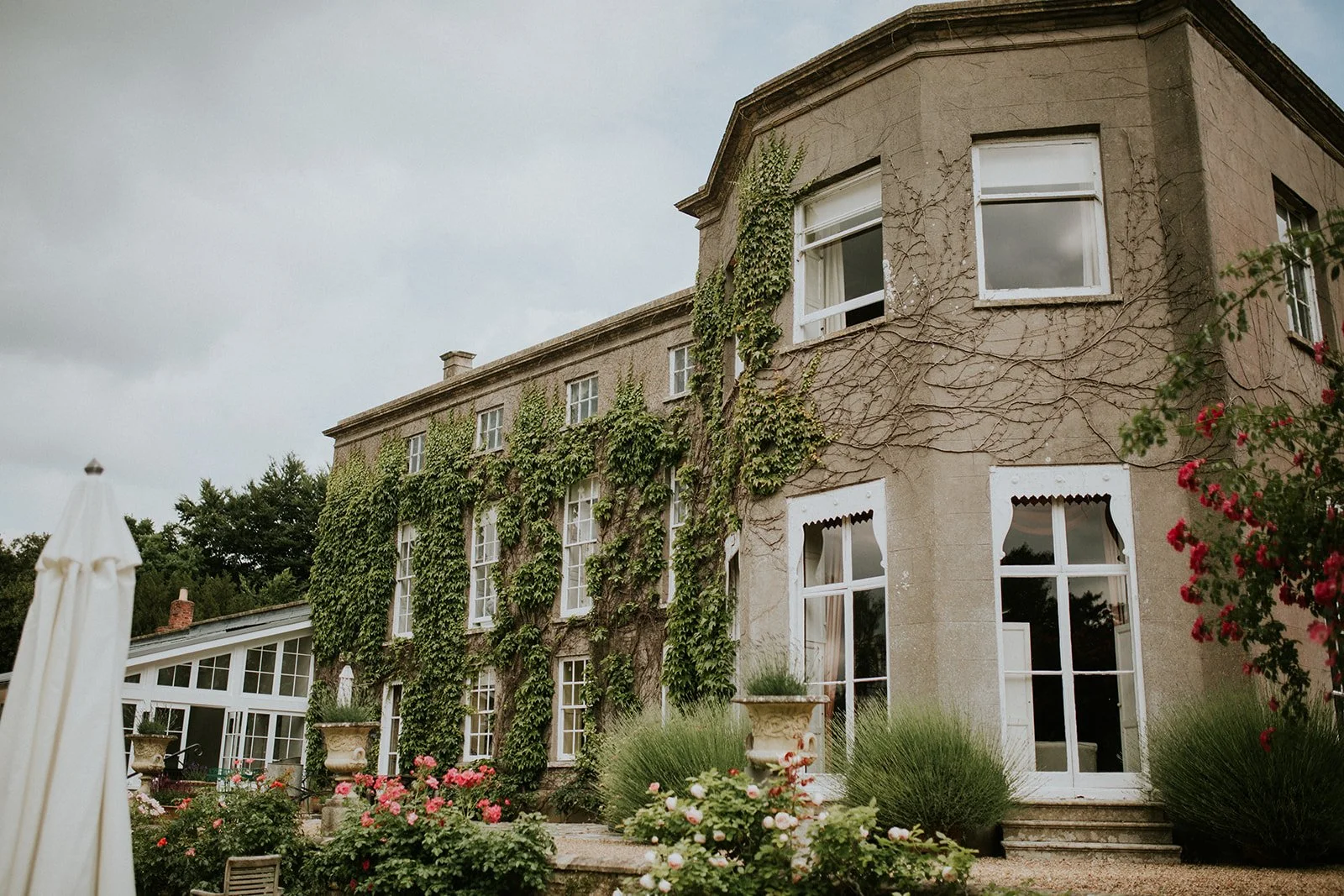 Pennard House in the Somerset countryside set for a black and white wedding