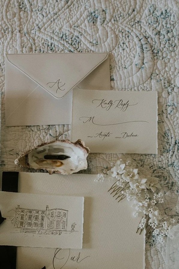 Bespoke monochrome wedding stationery inspiration for a timeless country house wedding