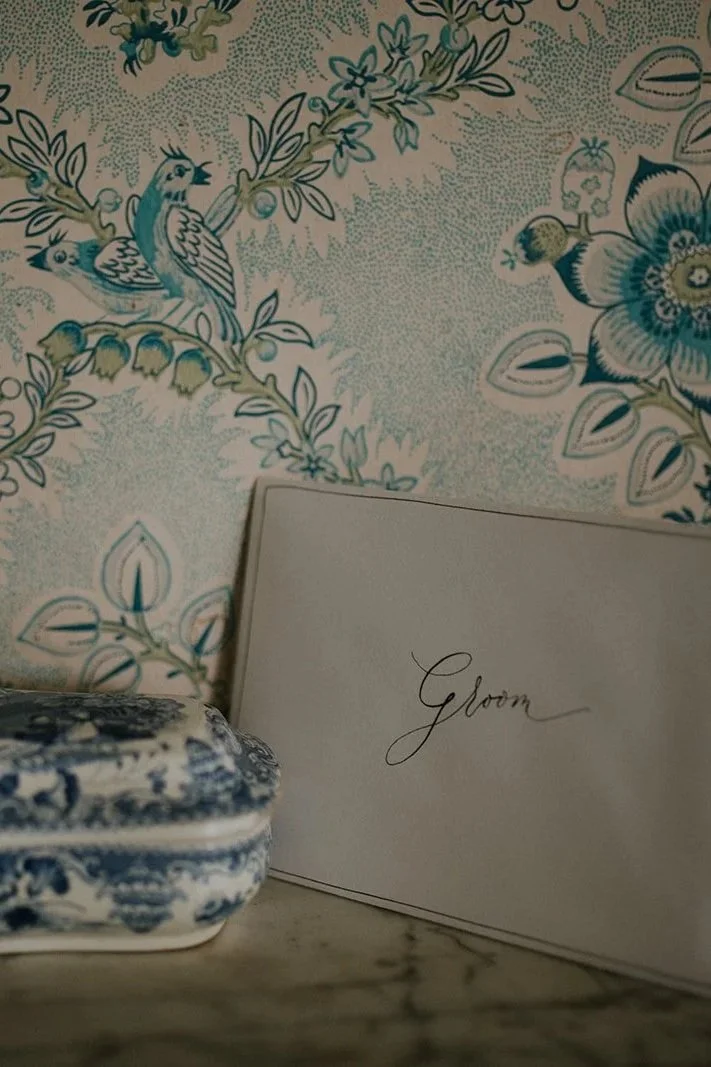 Handwritten calligraphy letter from bride to groom on wedding day