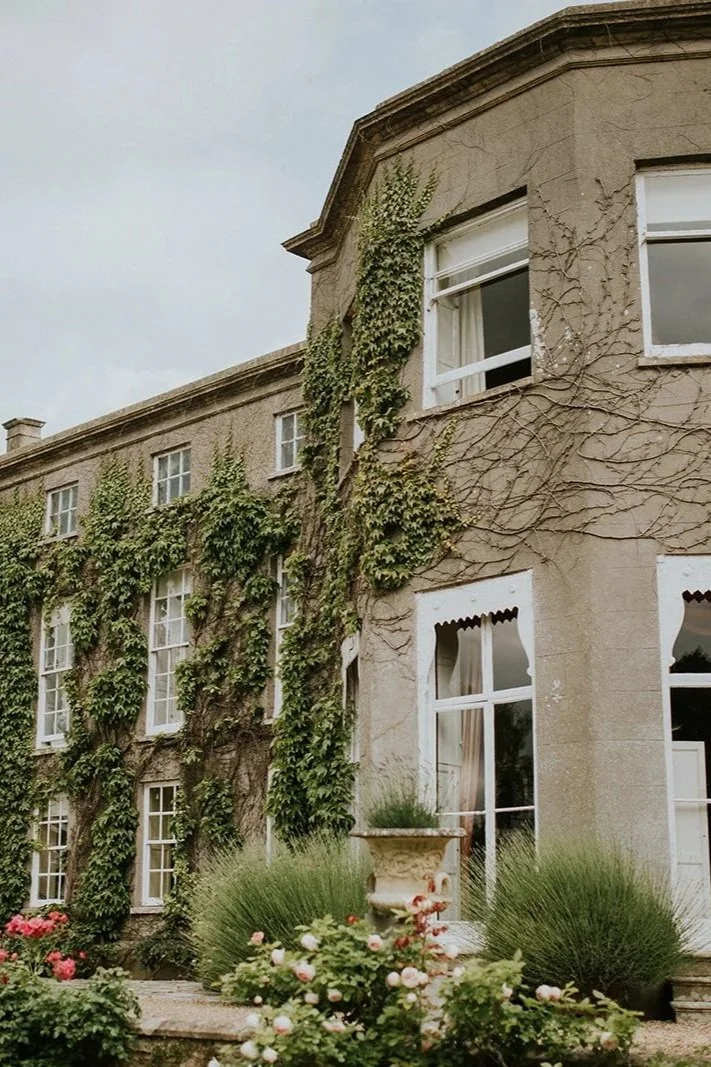 Pennard House in the Somerset countryside set for a black and white wedding