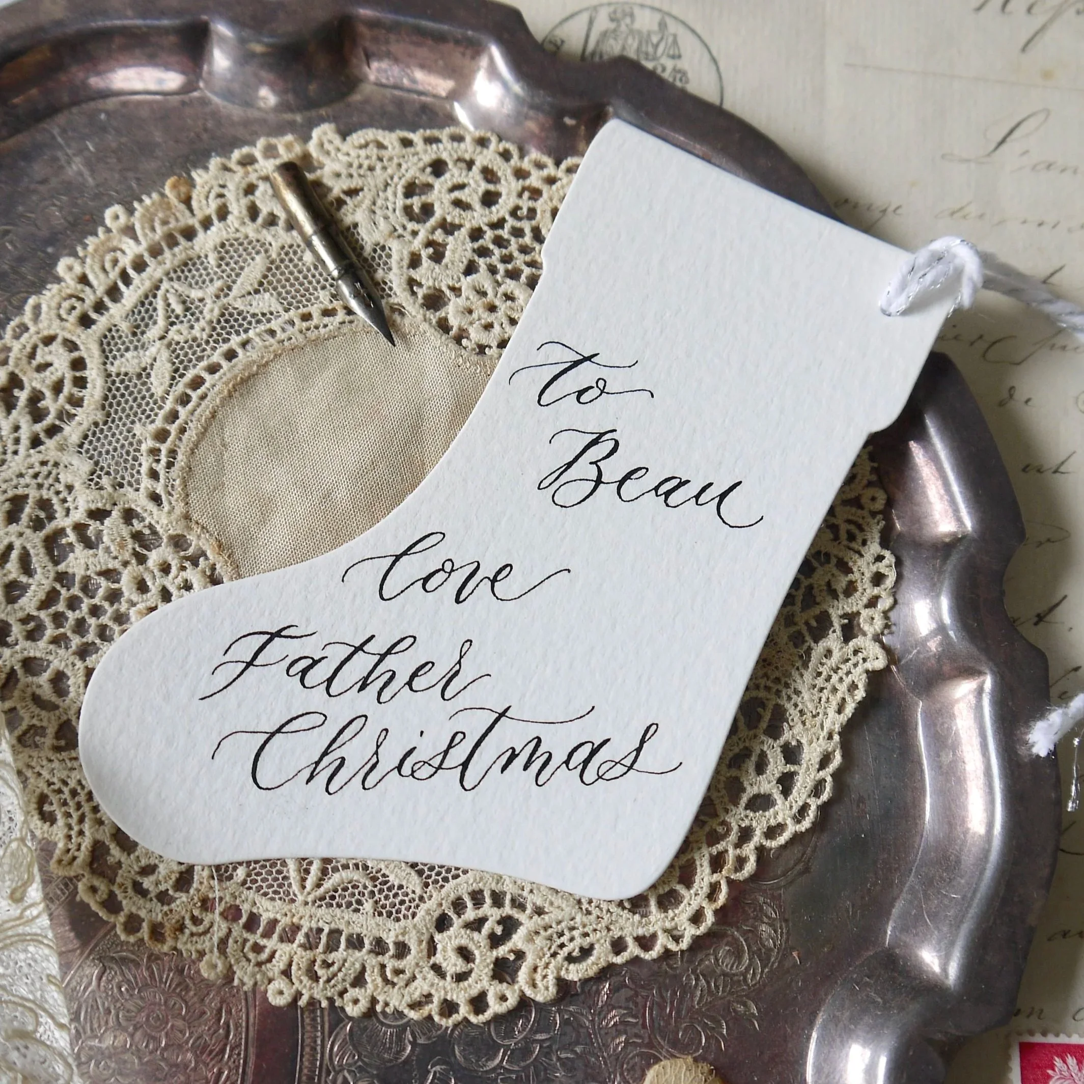 Custom message gift tag calligraphy