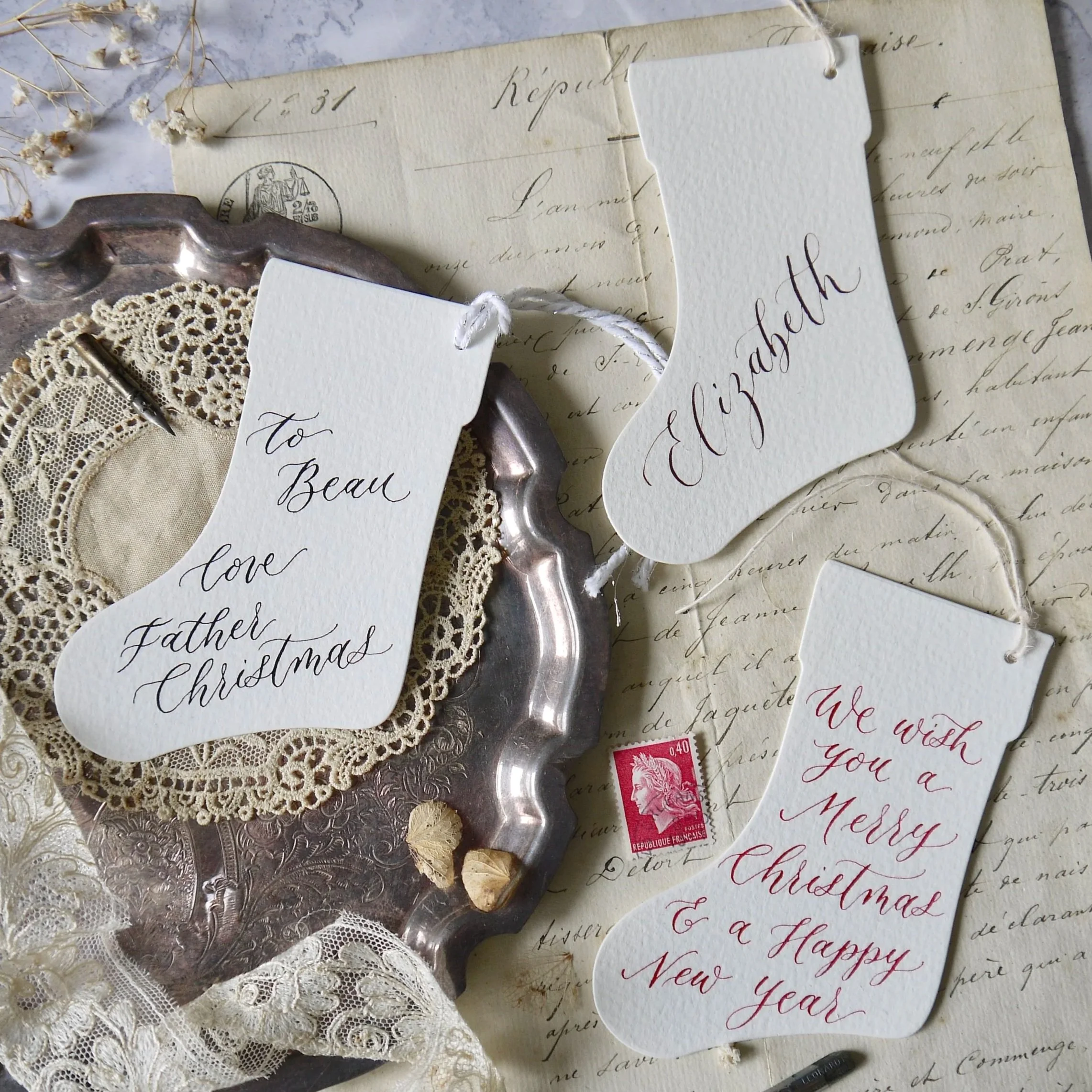 Personalised Christmas stocking gift tags