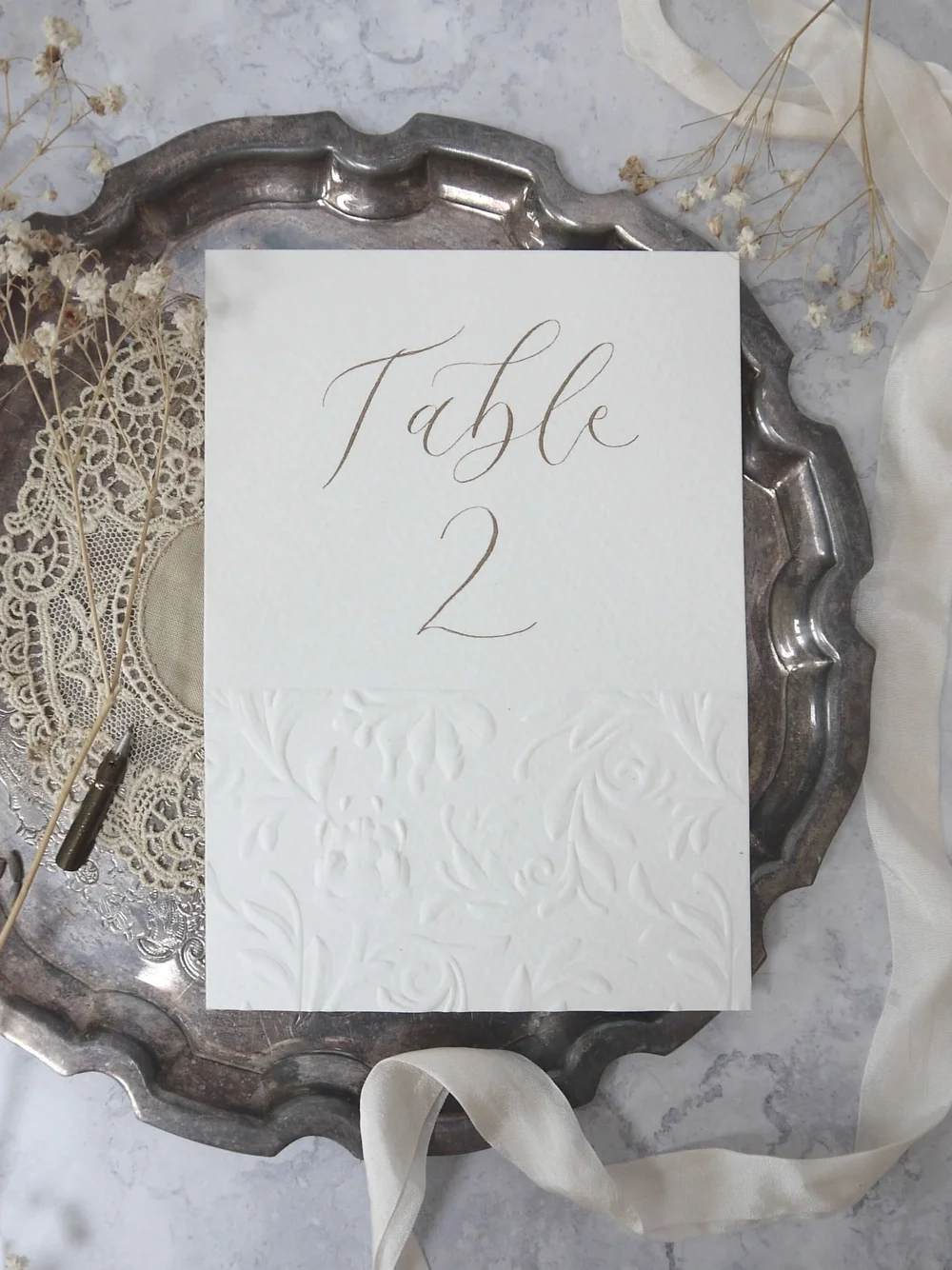 Embossed Table Signs and Matching Place Cards for Weddings — Mirabelle ...