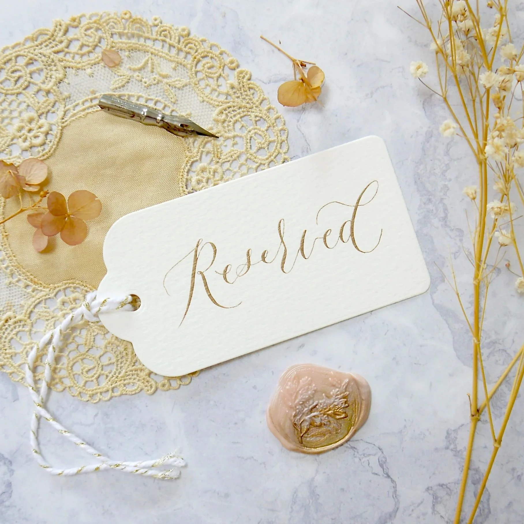 Reserved gift tag for wedding ceremony