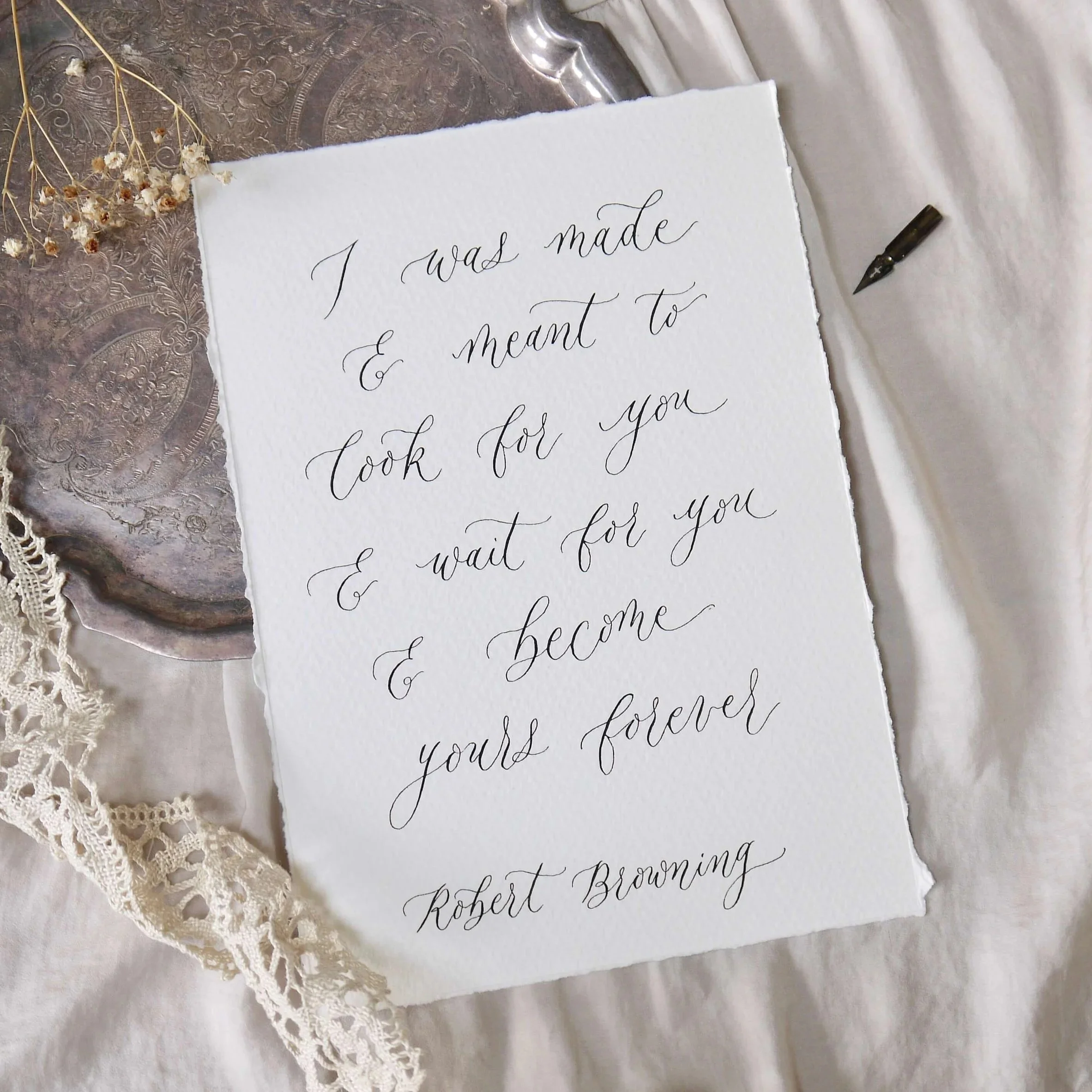 Personalised calligraphy artwork gift for anniversary or wedding