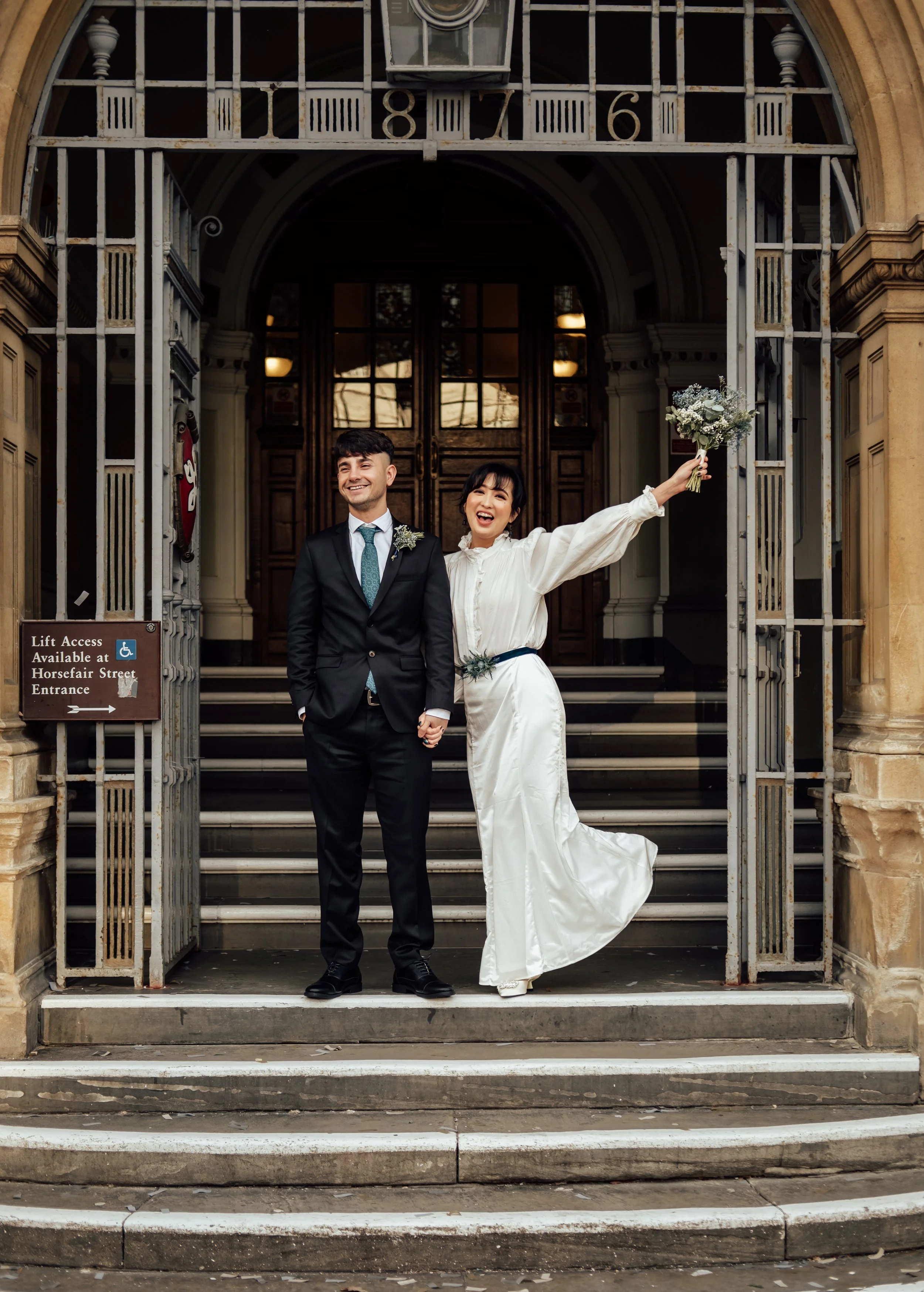 Bride and groom just married at the Town Hall Leicester