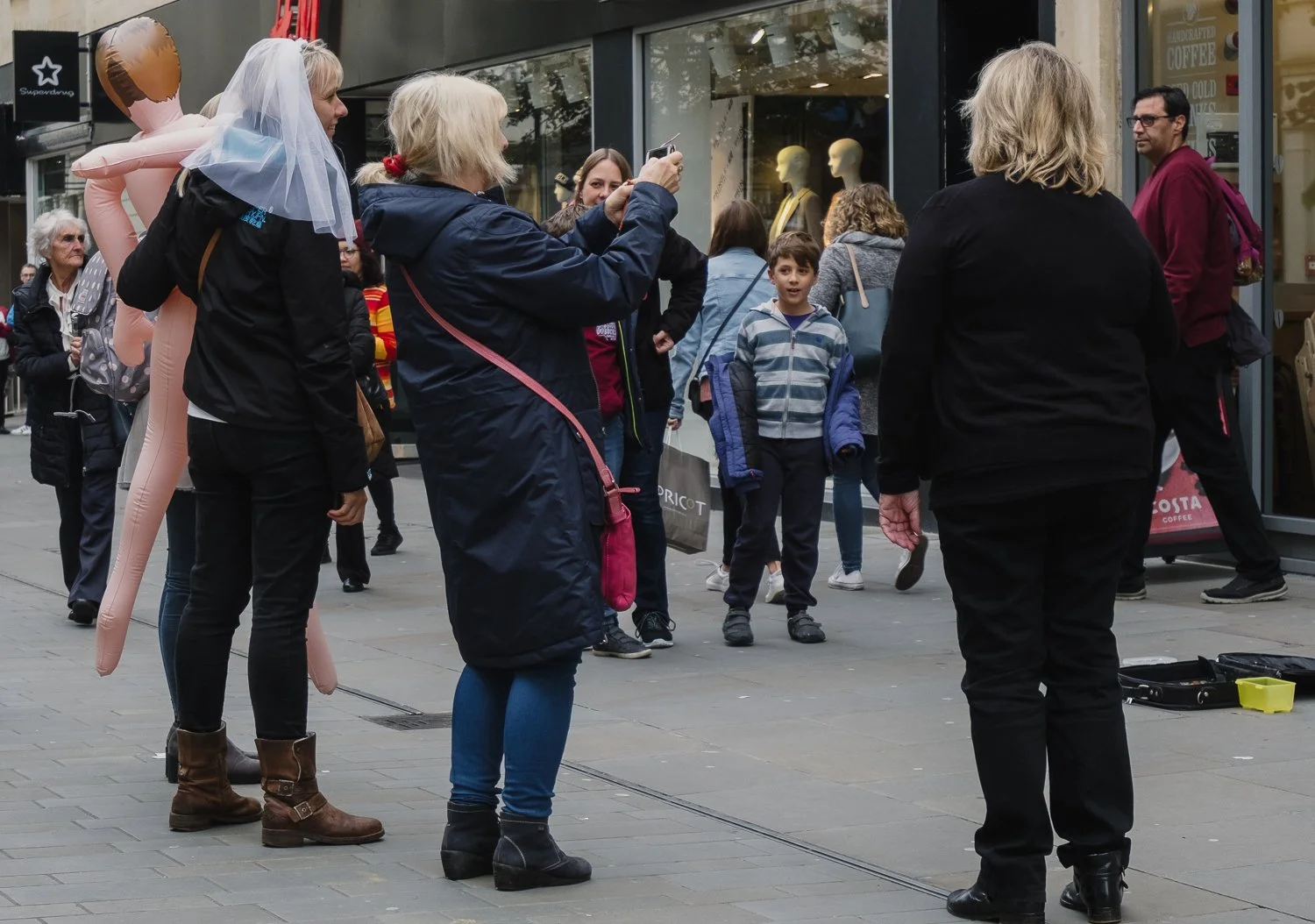 A hen party walking the streets of Bath city