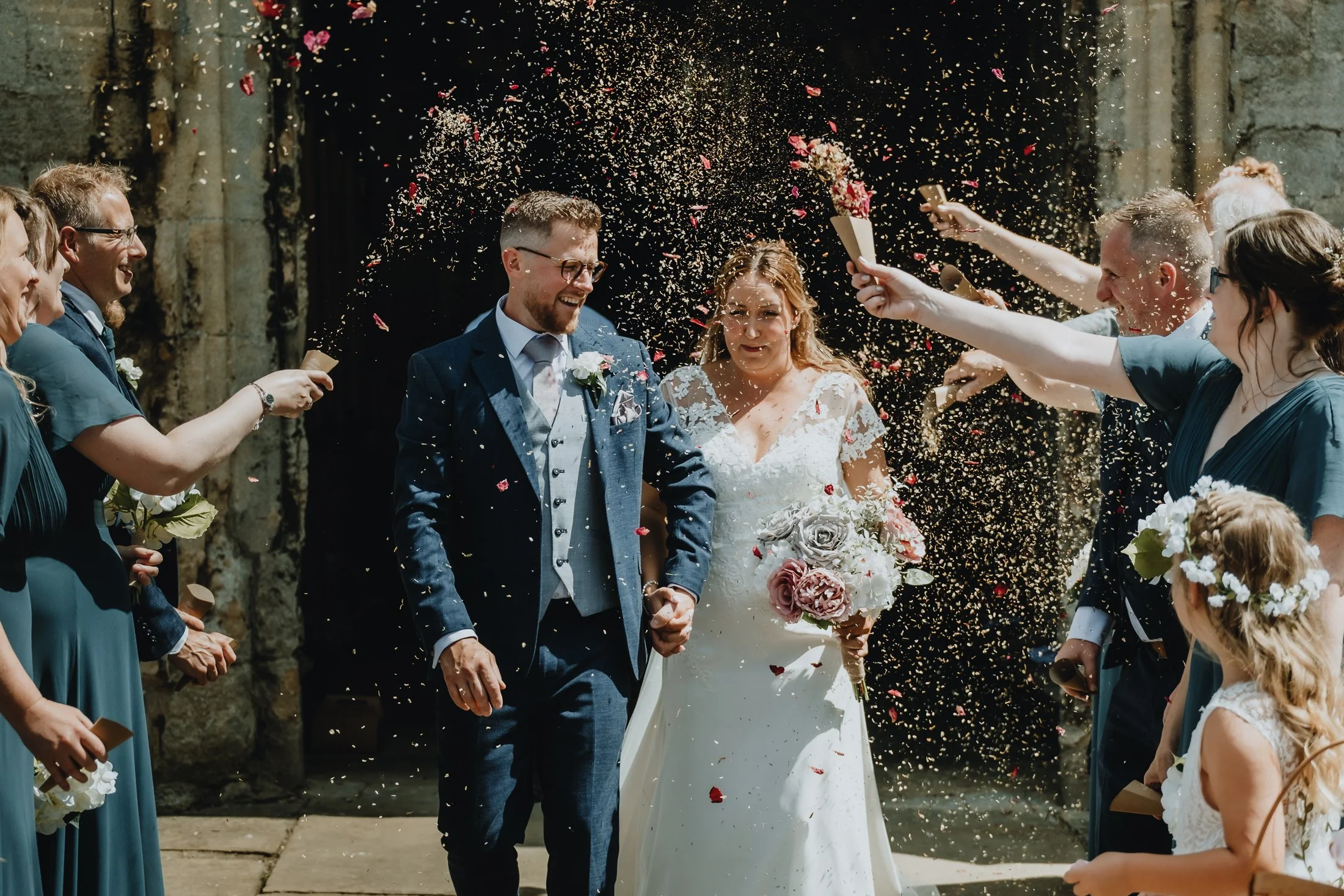 Confetti throw at Crowland Abbey