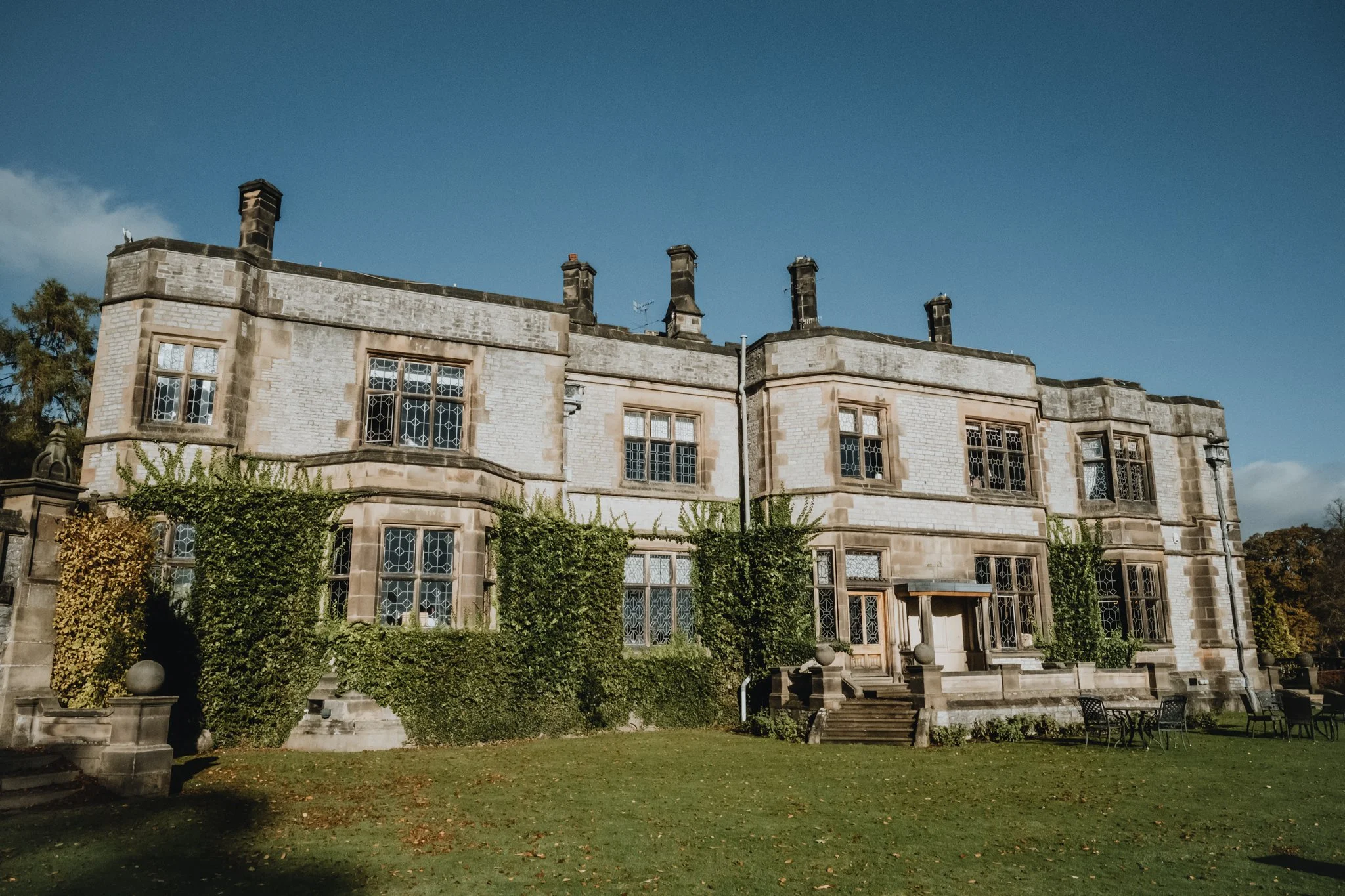 The exterior of Thornbridge Hall in the Peak District