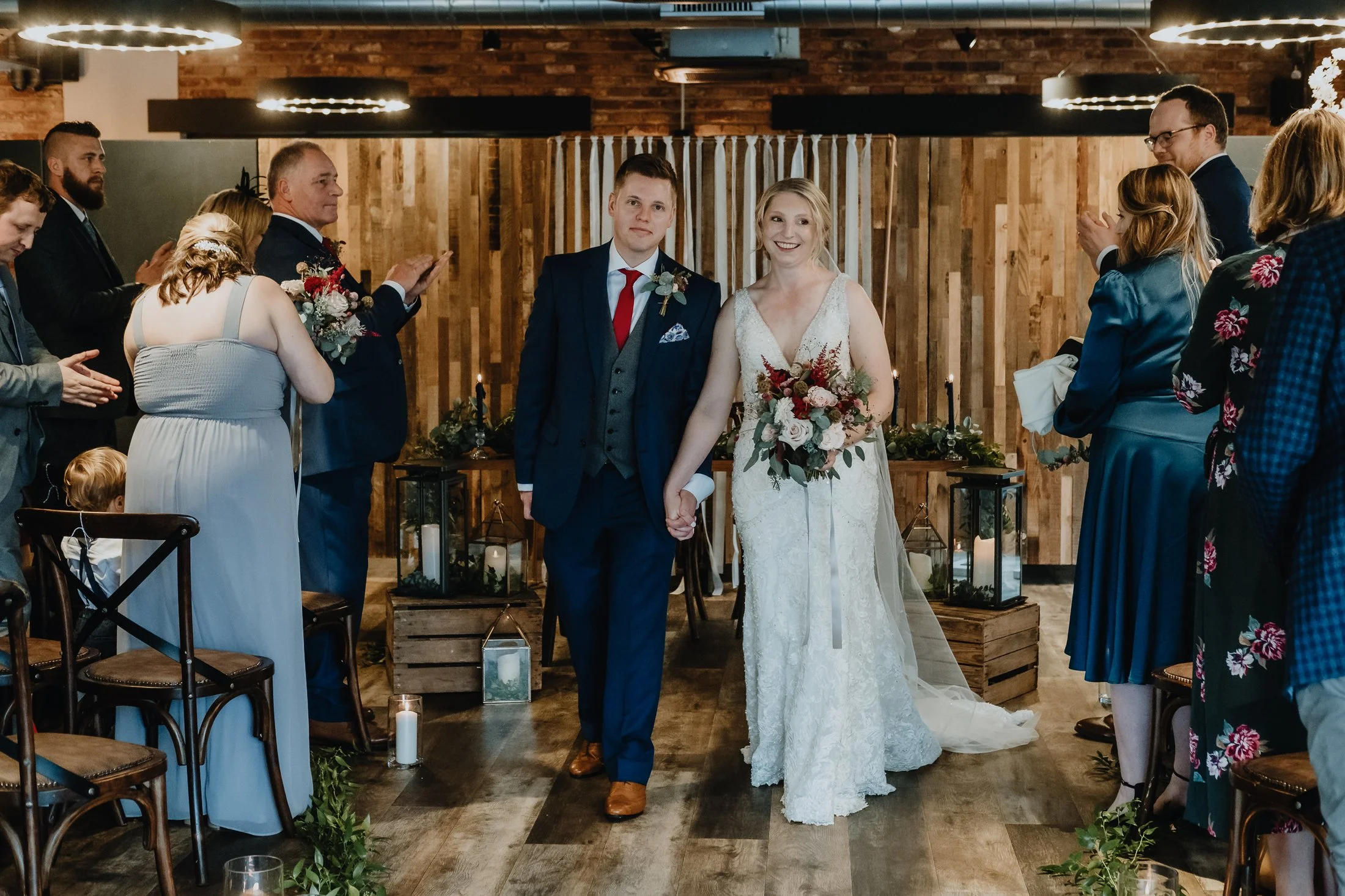 Bride and groom just married at the Hurt Arm Ambergate