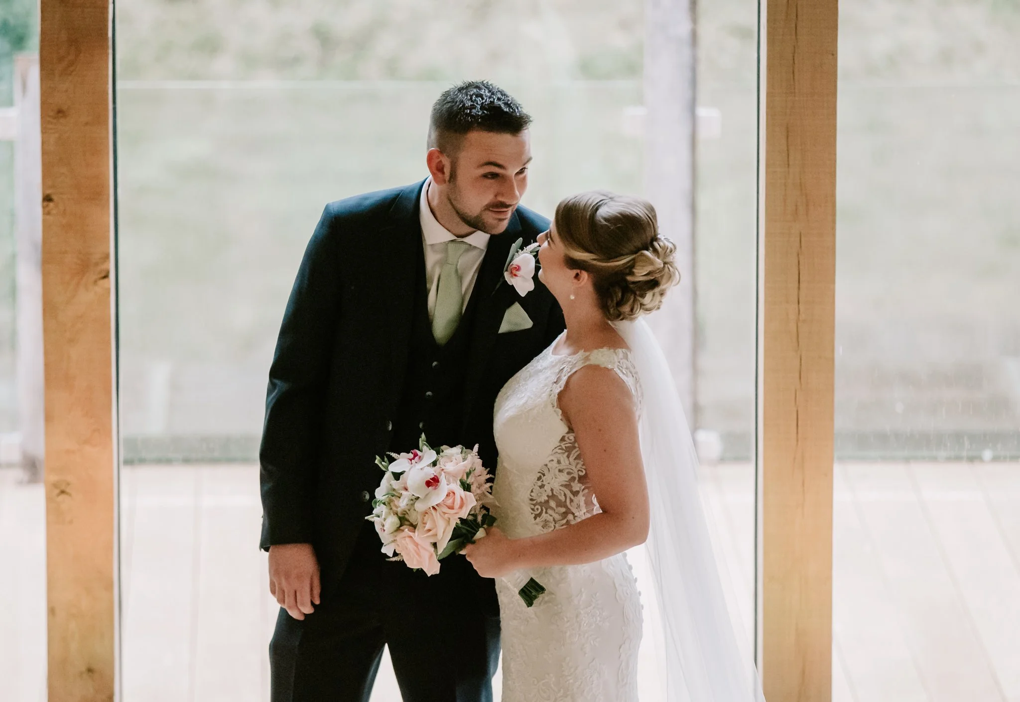 bride and groom during their ceremony at the Mill Barns in Shropshire
