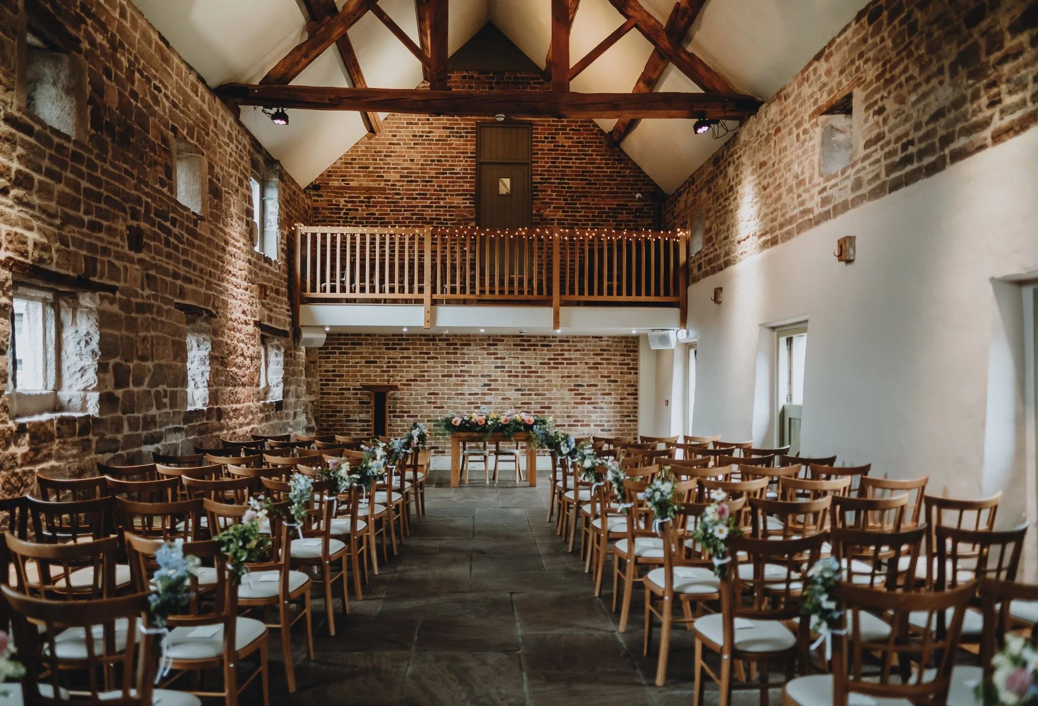 The interior of the ceremony barn at the Ashes Barns in Endon