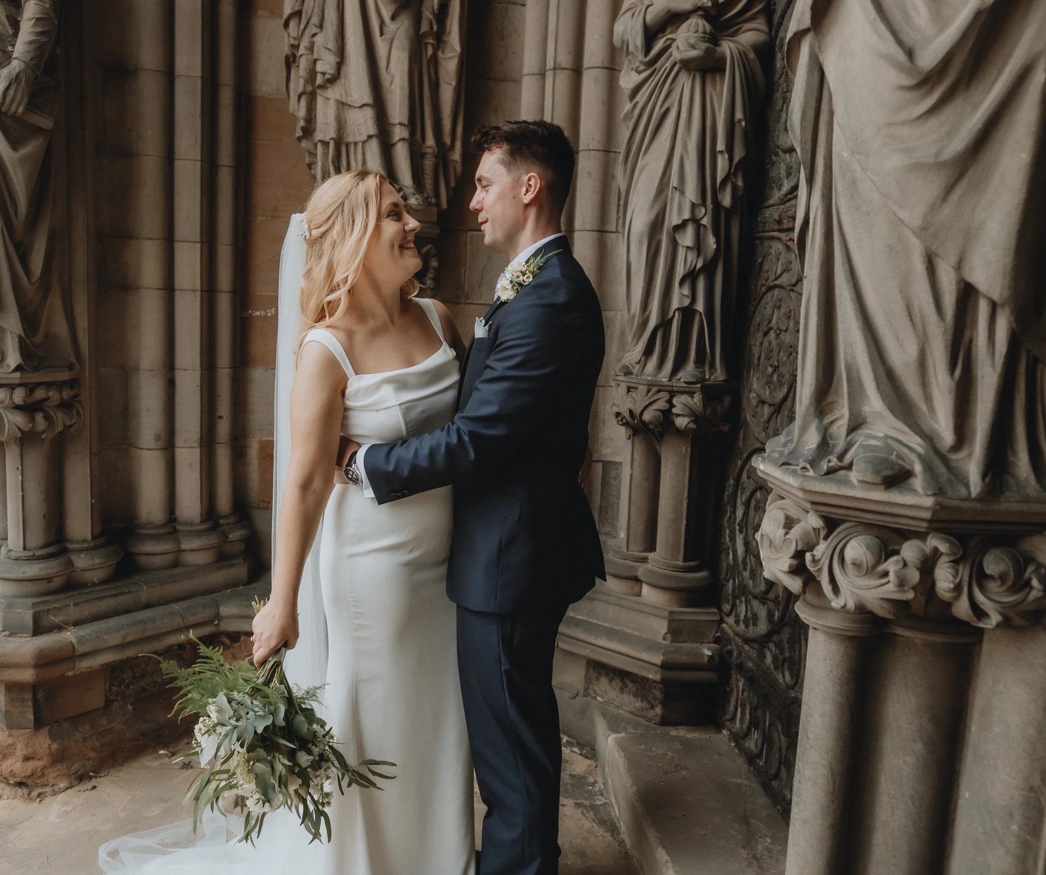 bride and groom relaxed couple portraits in Lichfield
