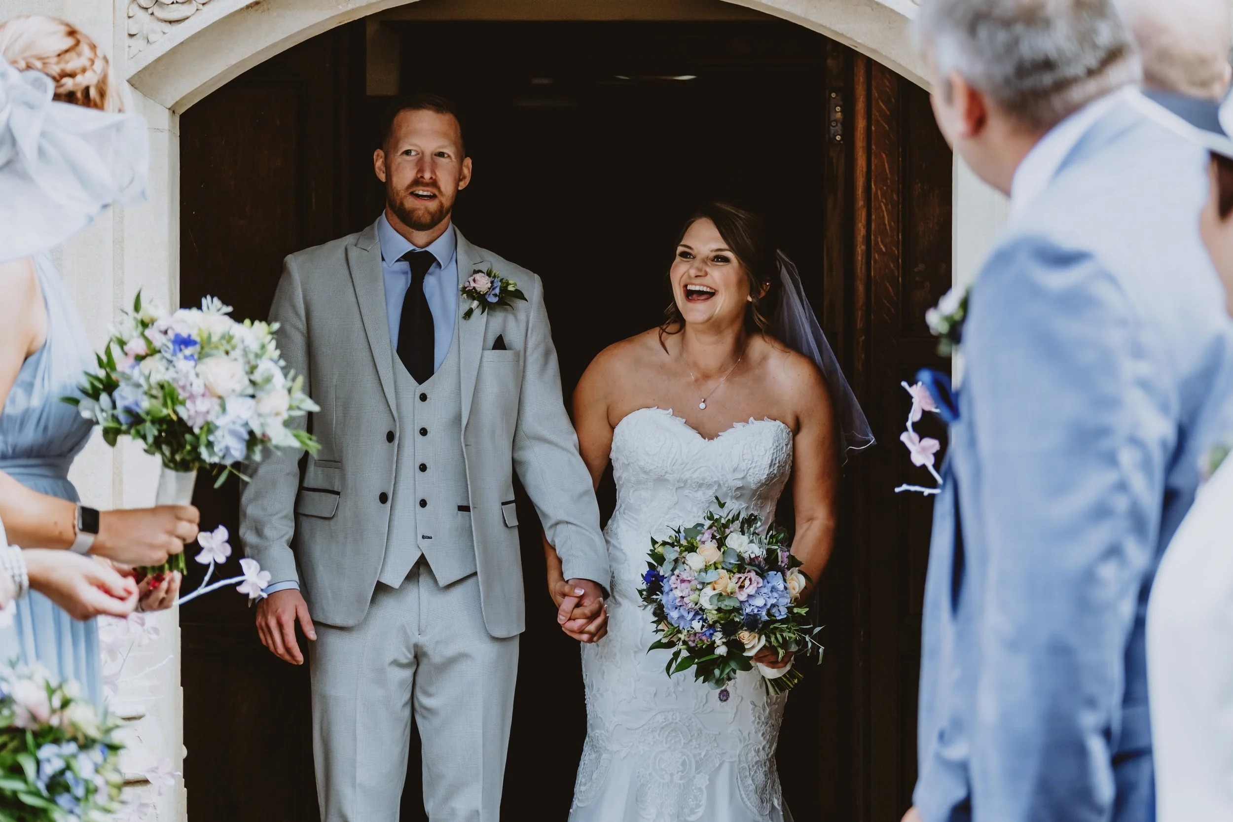 bride and groom in the doorway at Pendrell Hall