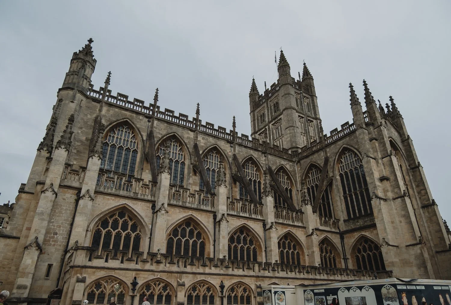 Bath Abbey rising above the historic streets of Bath, a striking landmark for a romantic city wedding.
