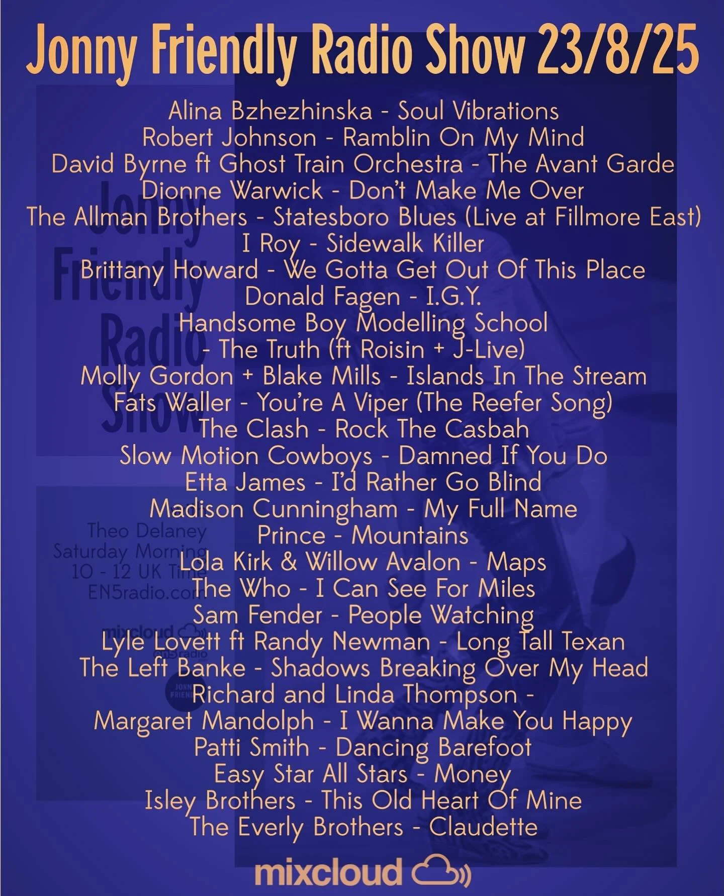 Today&rsquo;s JFRS. It&rsquo;s on Mixcloud 🕺🏻
#americana #reggae #jazz #rock #countrymusic #funk #folk #soul #altcountry #rocknroll #AfroBeat #blues #swing #aor #northernsoul #yachtrock #newwave #rnbmusic #folk #raregroove #indie