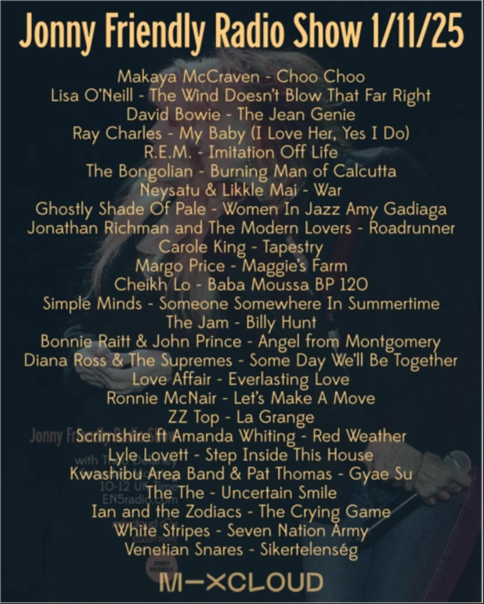 Today&rsquo;s show - you can find it on #Mixcloud 🕺🏻
#Americana #reggae #jazz #rock #countrymusic #funk #folk #soul #altcountry #rocknroll #AfroBeat #blues #swing #aor #northernsoul #yachtrock #newwave #rnbmusic #folk #raregroove #indie #rnb