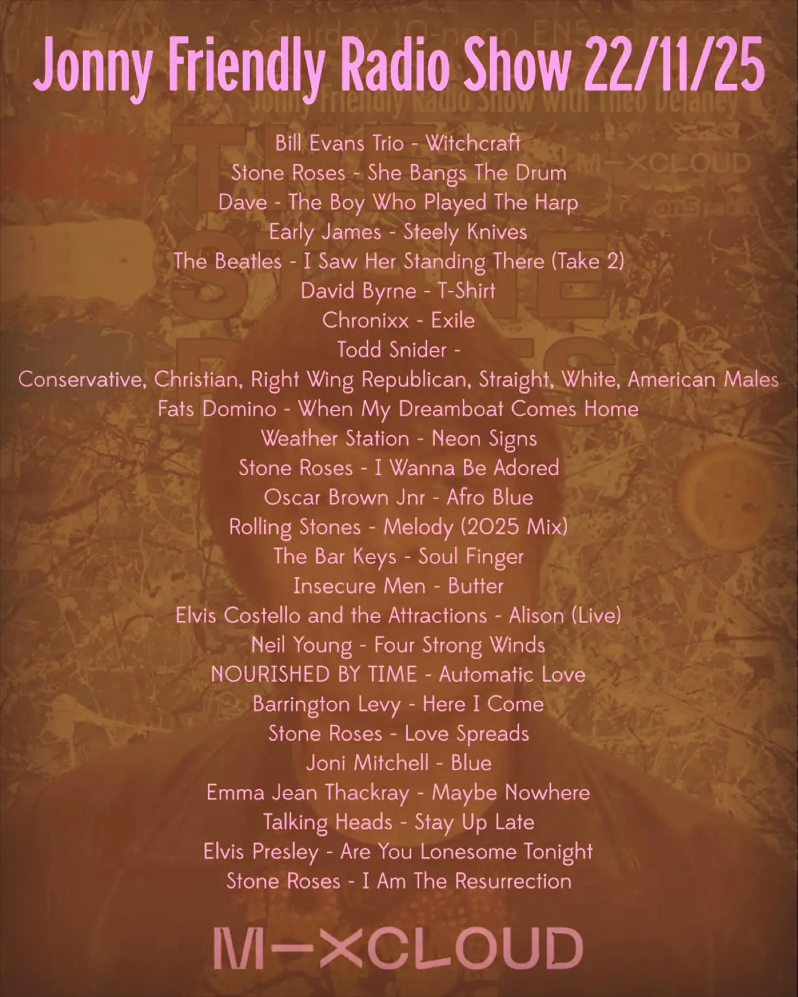 Today&rsquo;s show all written down. It&rsquo;s on #mixcloud 🎶🕺🏻📻🙏🏻✌🏻❤️