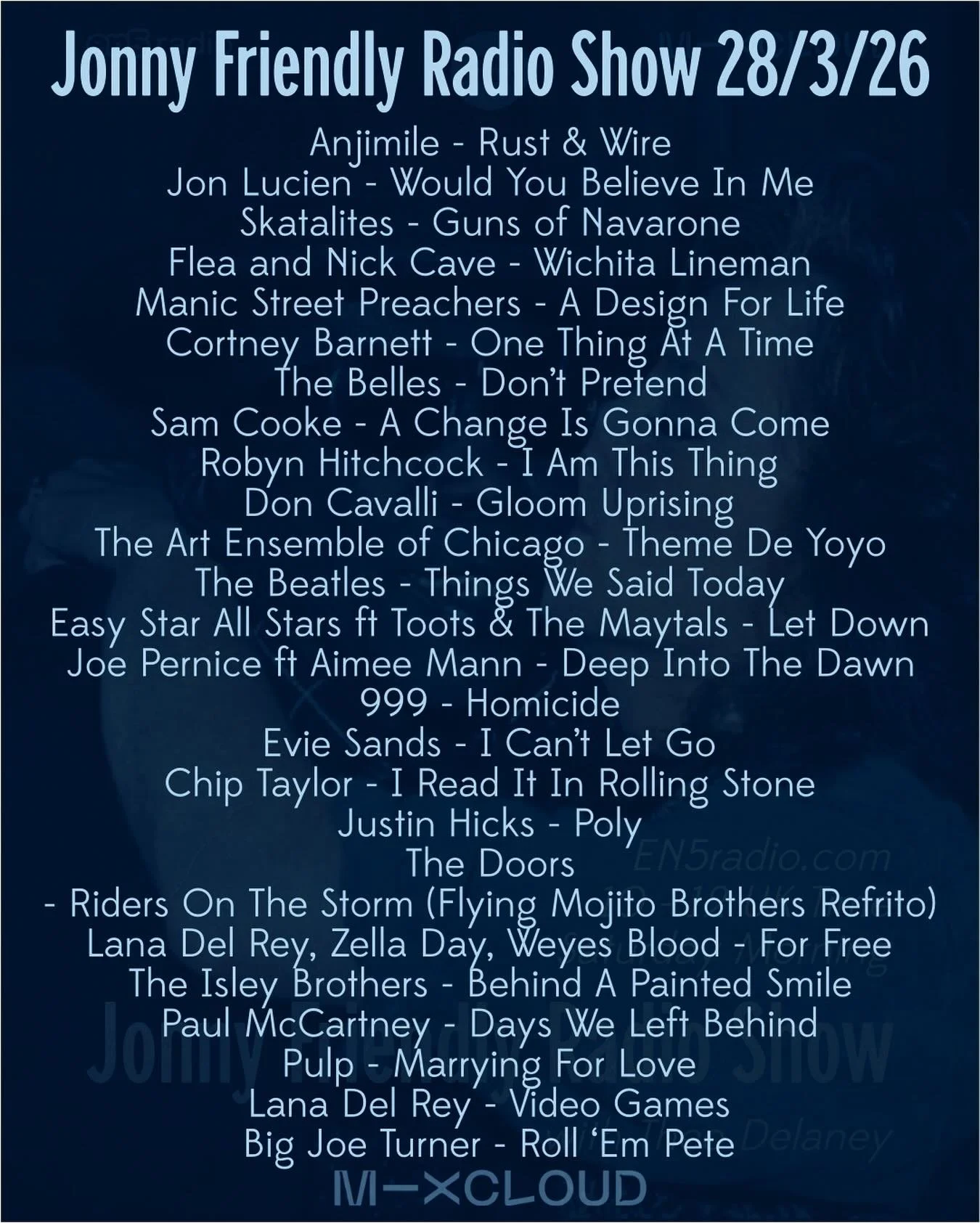 Today&rsquo;s show in the form of a list. It&rsquo;s musical manifestation is available on Mixcloud 🙏🏻🎶📻🕺🏻✌🏻❤️