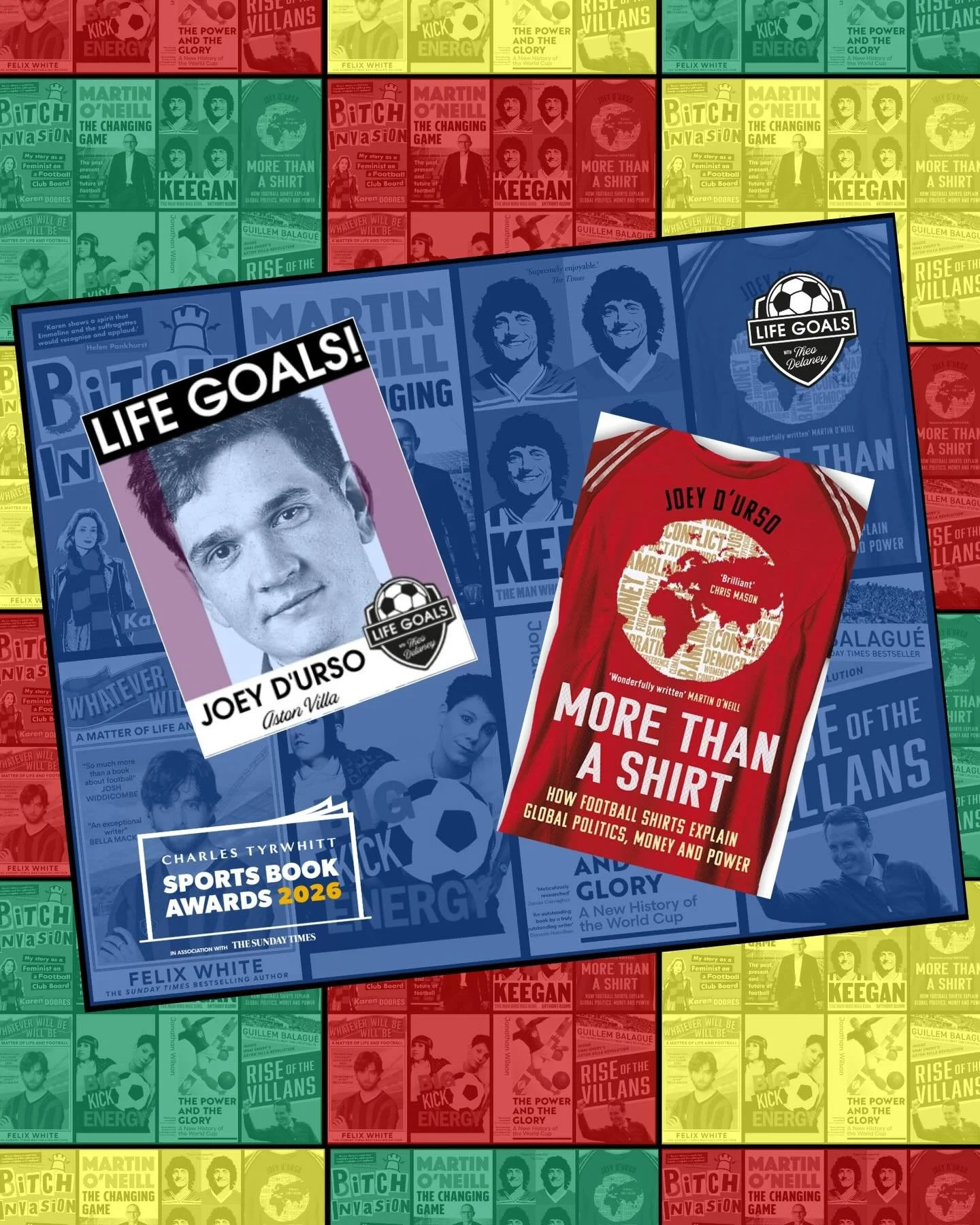 @joey.durso gets a well deserved nomination at @sportsbookawards for his exceptional More Than A Shirt.  He's excellent on Life Goals too. Congratulations Joey!