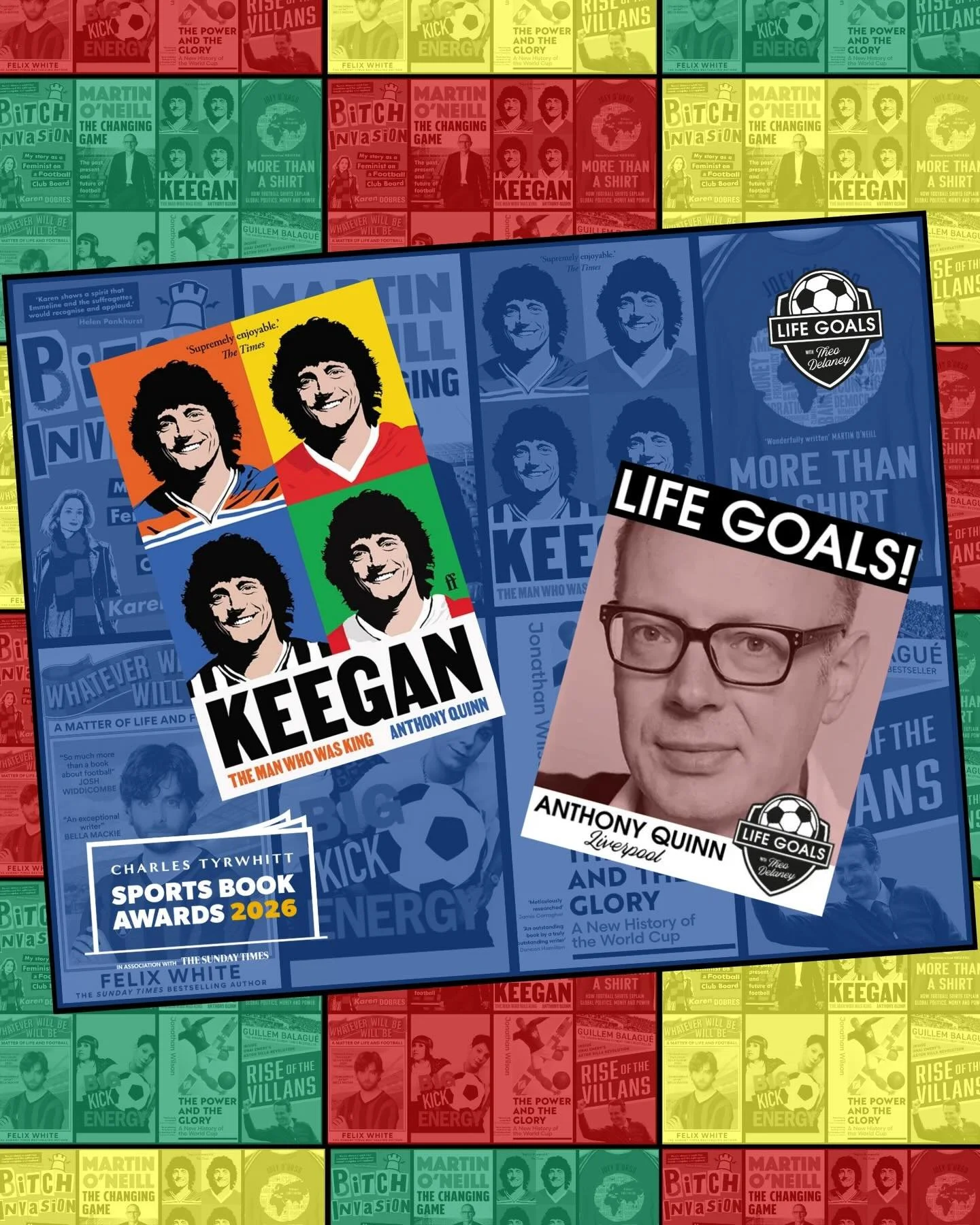 Congratulations to brilliant Life Goaler Anthony Quinn whose &lsquo;Keegan: The Man Who Was King&rsquo;, published by @faberbooks, has been nominated in the Football Book of the Year category at the @sportsbookawards. Anthony writes fantastic novels 