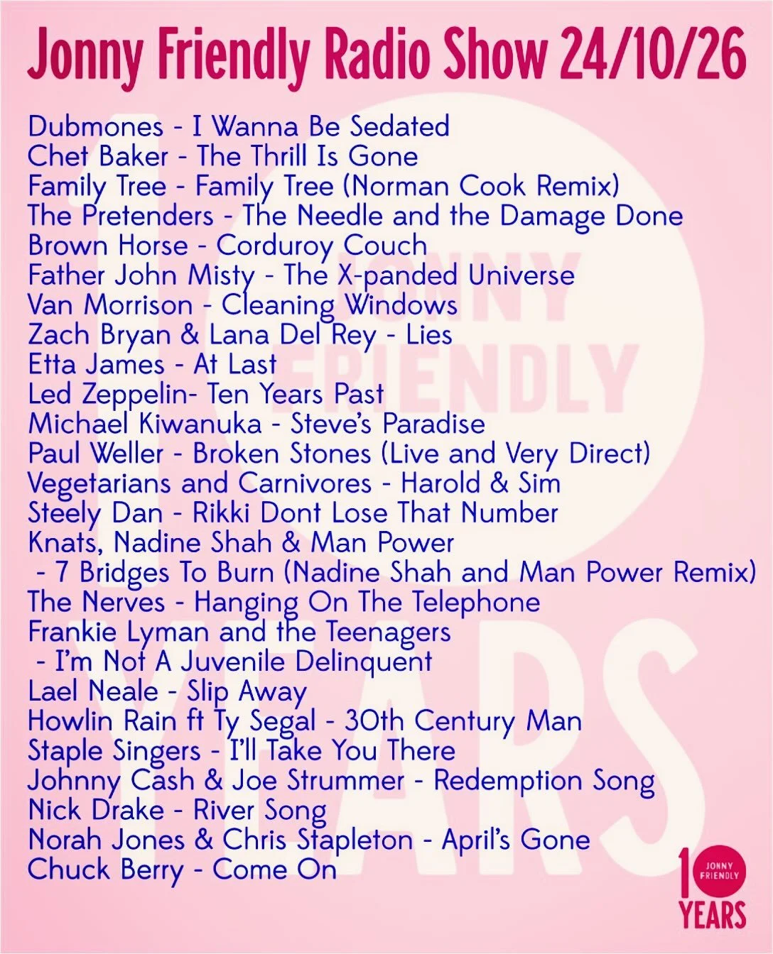Today's 10th birthday show. Thanks for listening ✌🏻❤️