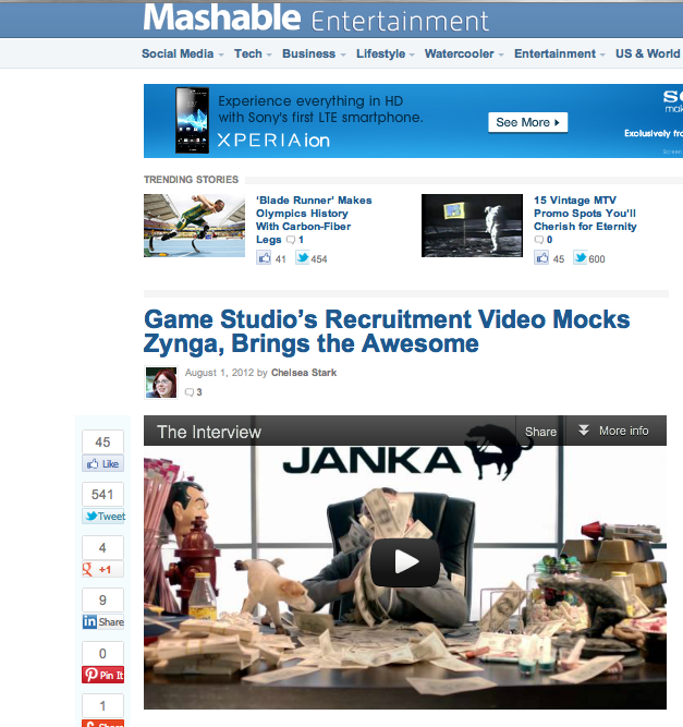 game studio's recruitment video mocks zynga, brings the awesome