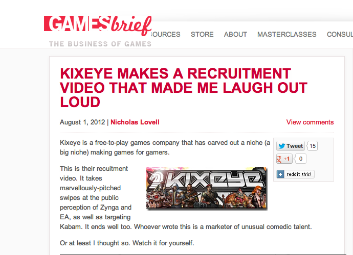 Kixeye makes a recruitment video that made me laugh out loud