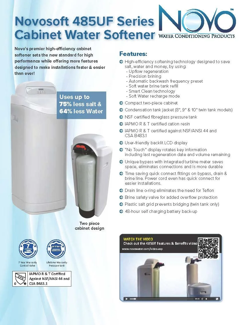 485 High Efficiency Softeners USA — Novo Water Conditioning Products