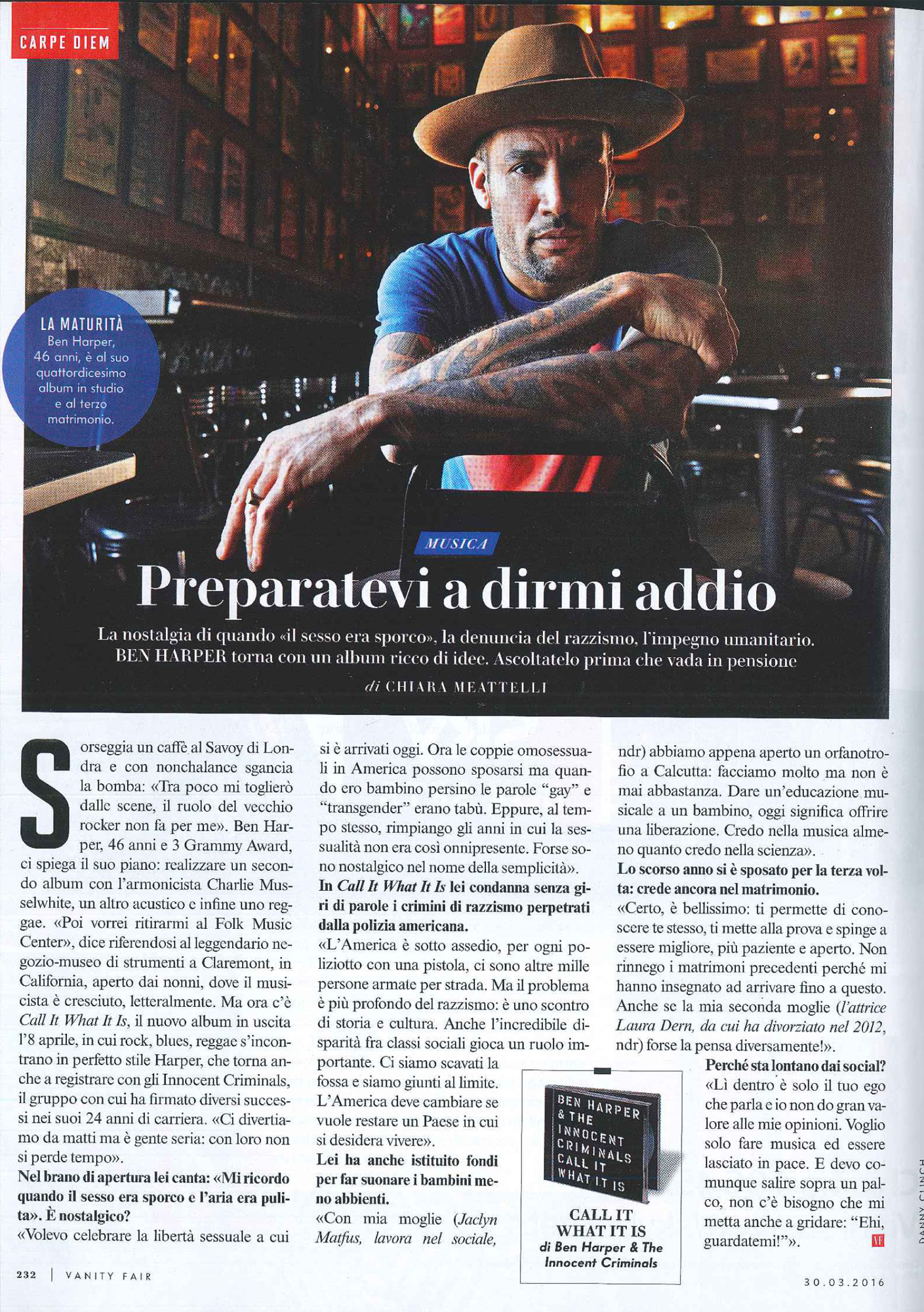 Vanity Fair: Ben Harper interview