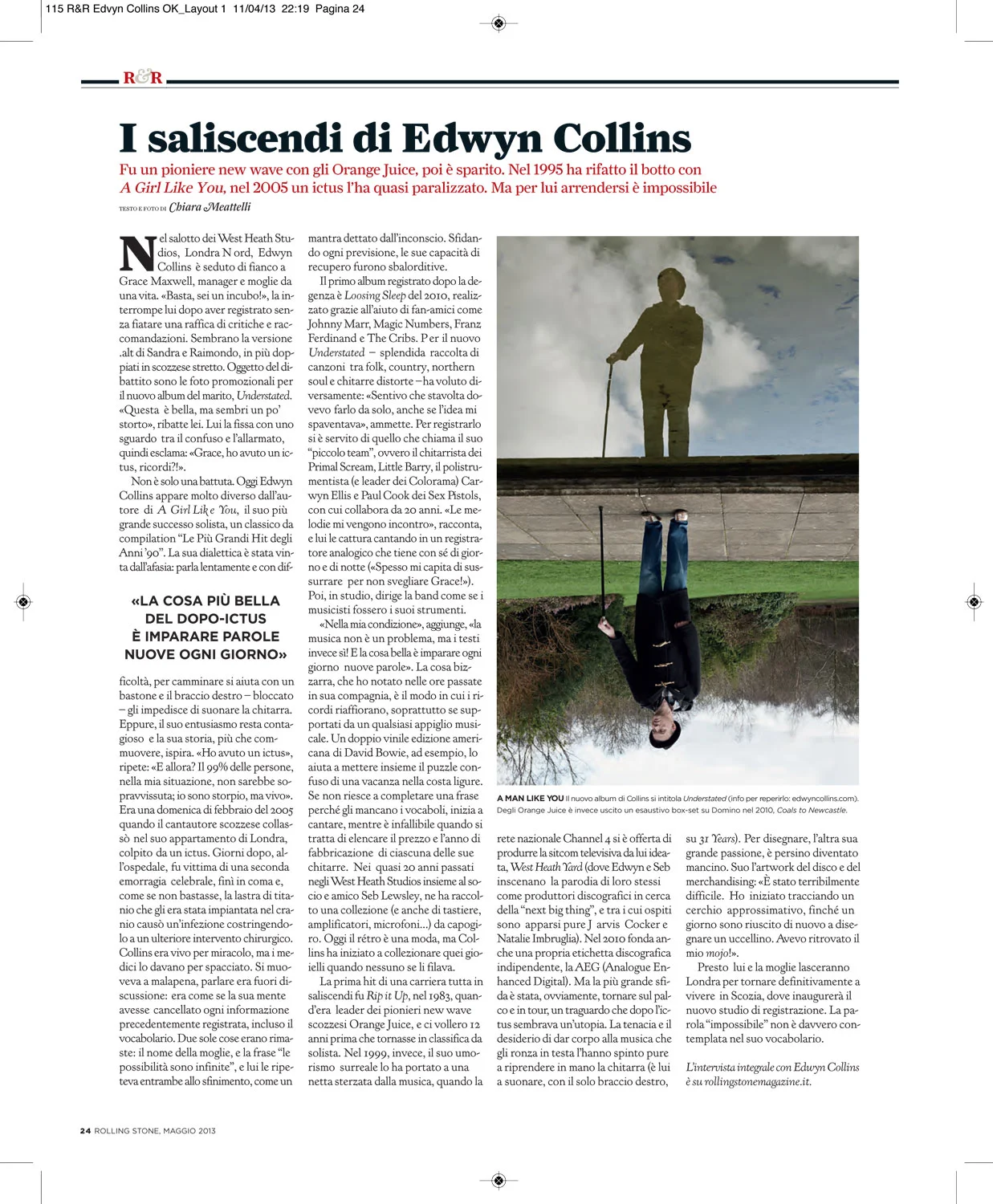 Rolling Stone magazine: Edwyn Collins interview & photo