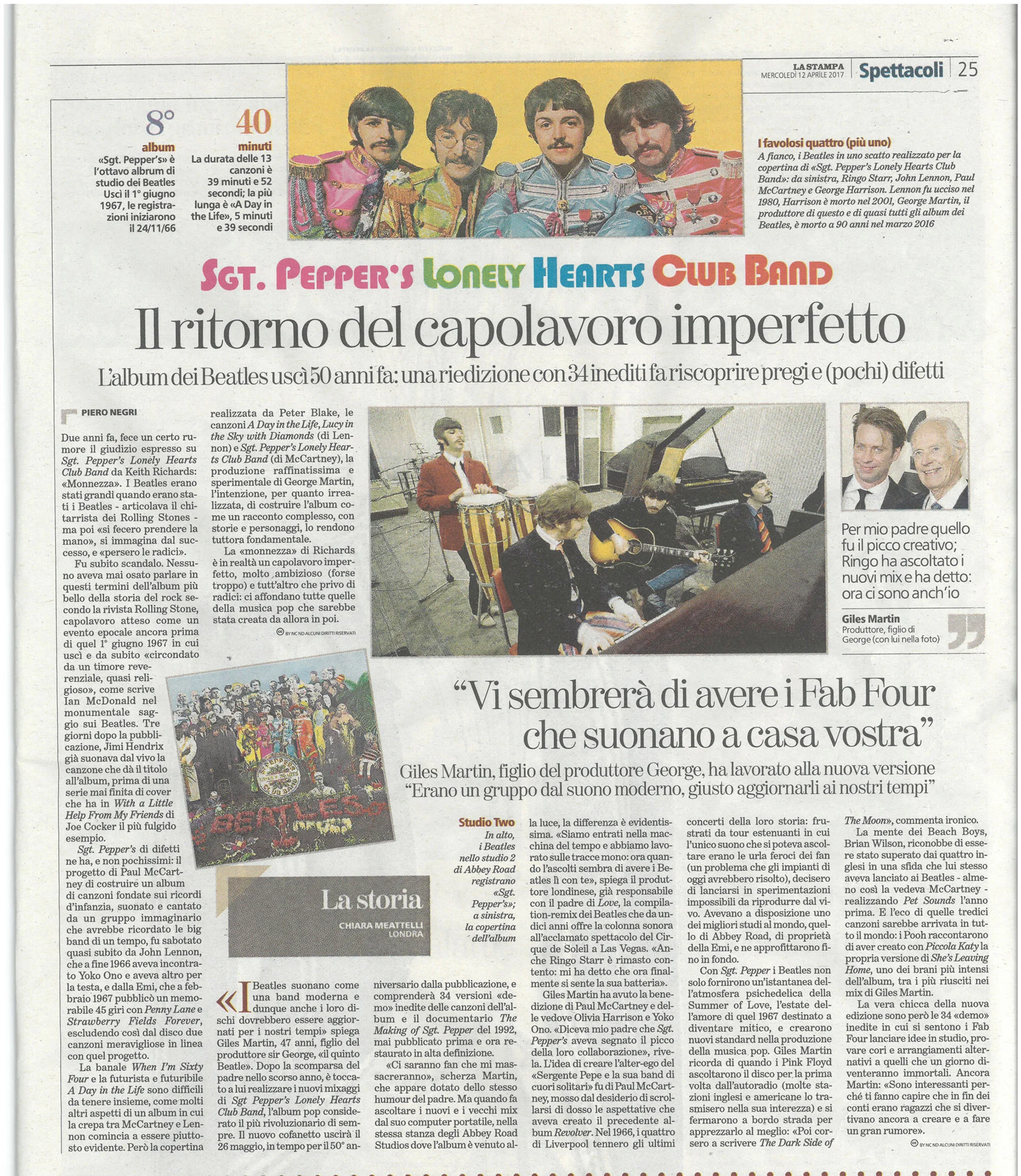 La Stampa: Abbey Road Sgt. Pepper's listening session