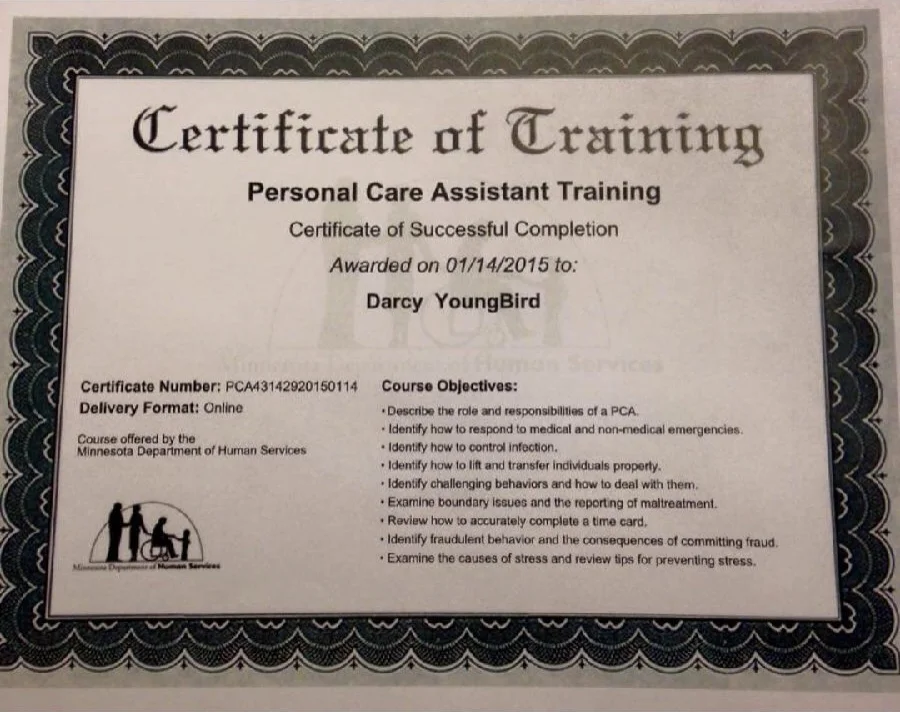 Darcy's PCA Training Certification