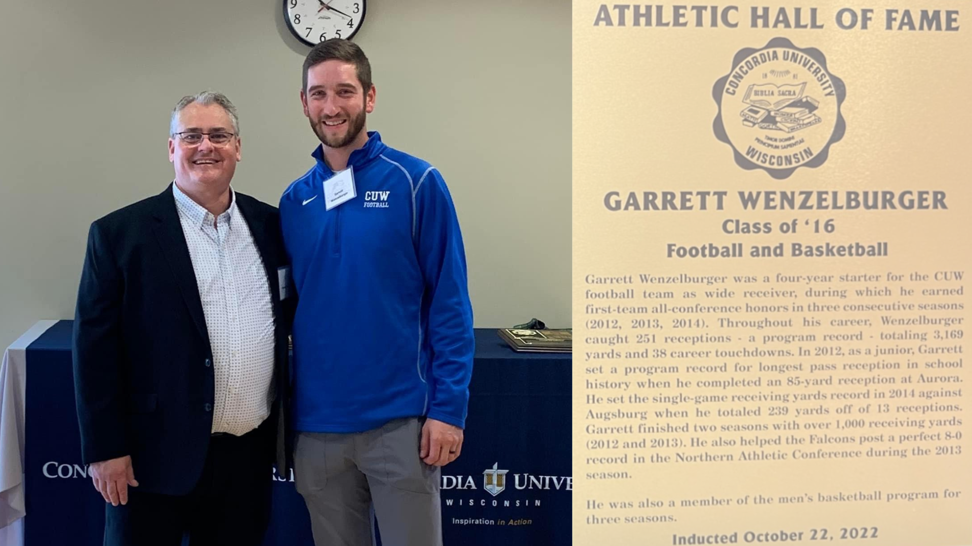 Garrett Wenzelburger -  CUW Hall of Fame Induction