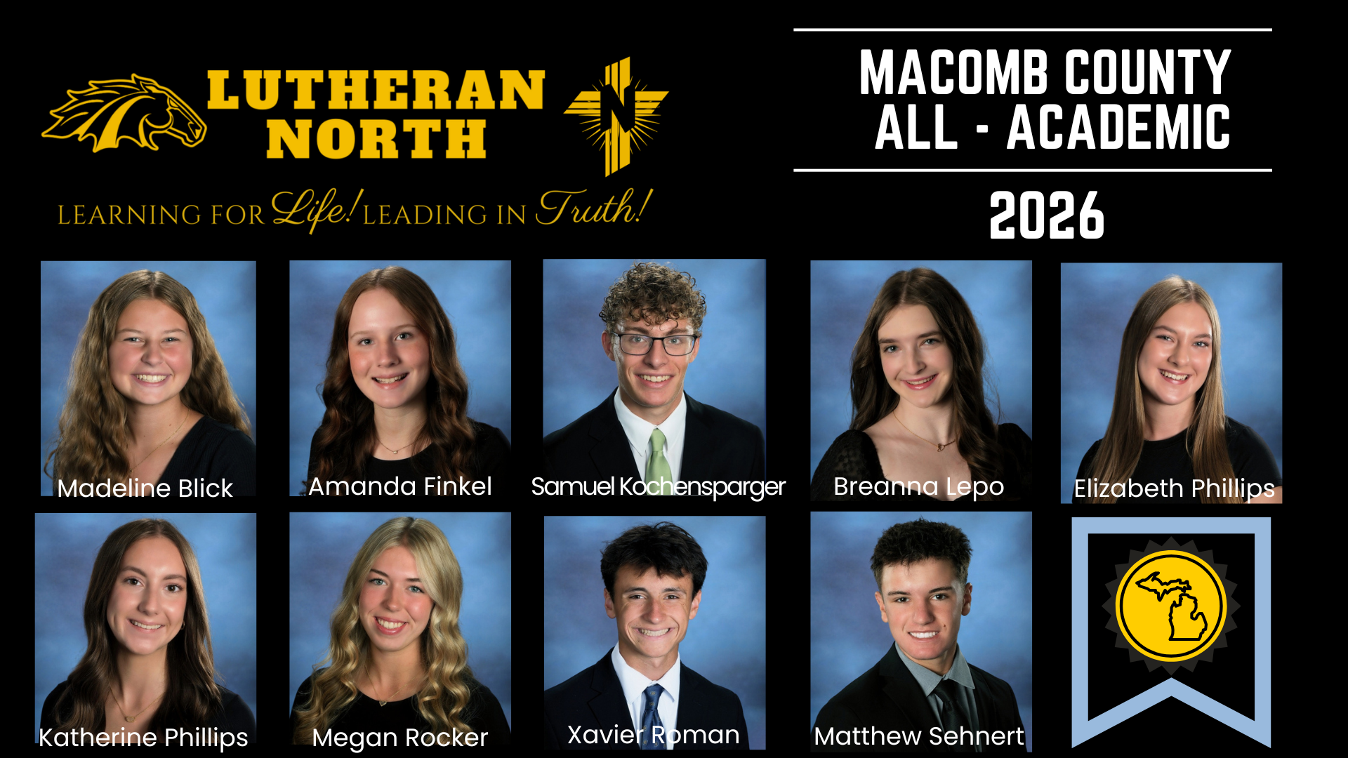 Nine Mustangs Named Macomb County All-Academic 2026! 