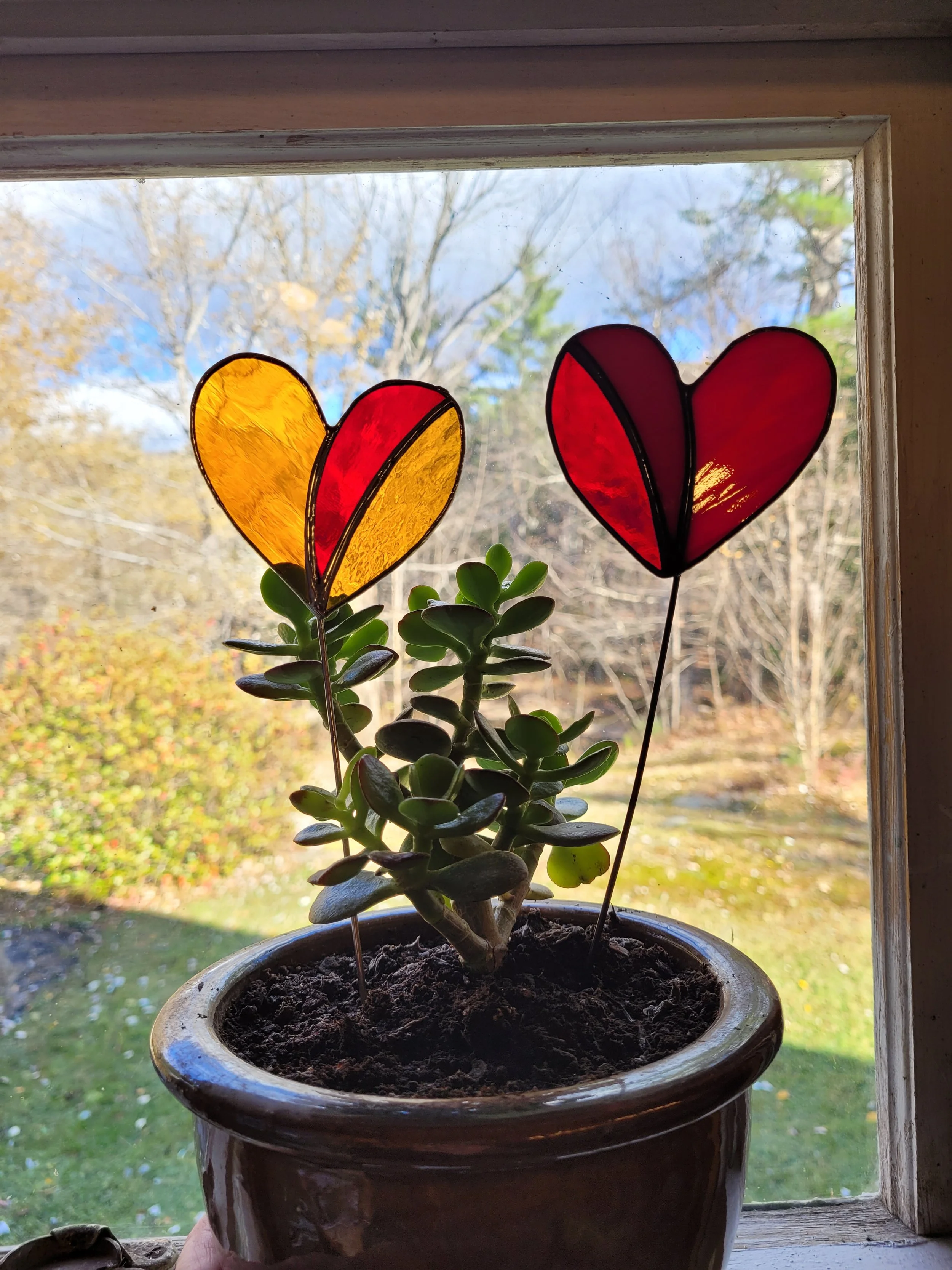 Heart Glass Plant Stakes