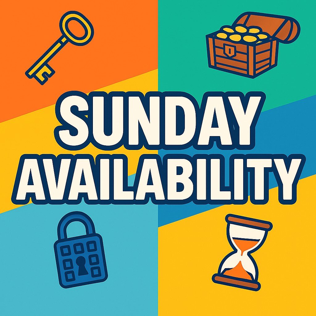 Happy Weekend everyone!

There's still a couple of slots left for today! Dont miss out!

Book your next escape adventure here!
https://canyouescapeyork.resova.co.uk/items/availability