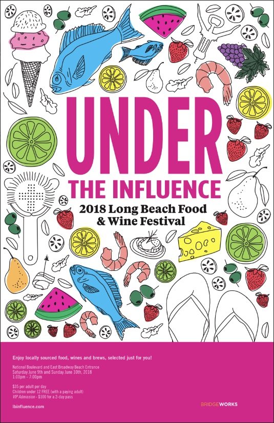  Under the Influence Food + Wine Festival Poster, Long Beach, NY