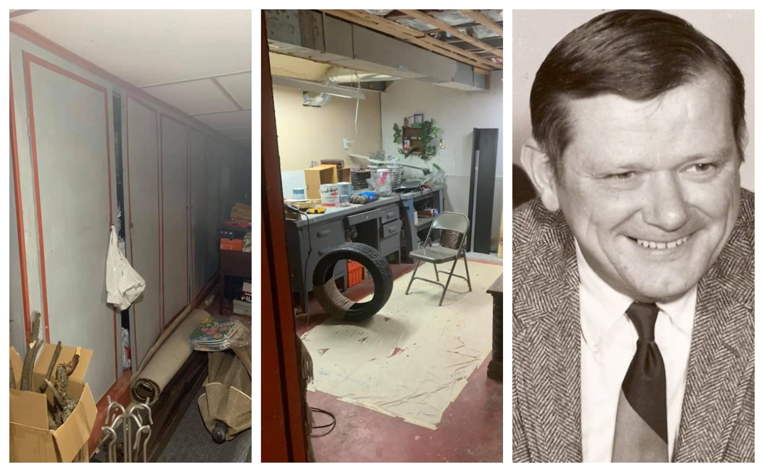 The cabinets, workbench and my dad, circa late 70s.
