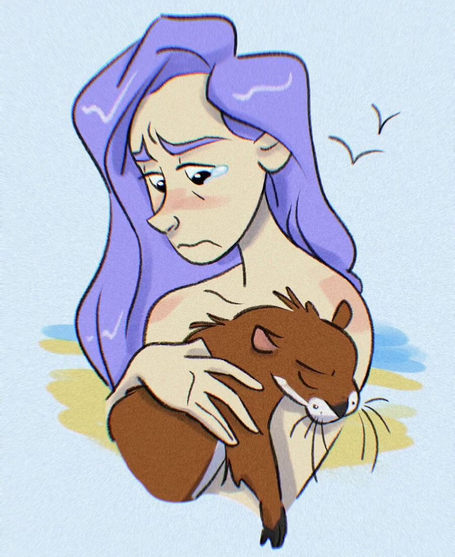 ooft this one's a little heavy! prompt for today is #heartbreak 💔 you can't really tell she's a mermaid but she has purple hair so... ?? her otter friend isn't feeling too good 😓 (another one done in Clip Studio Paint!)
.
.
.
#mermay #drawmermay202