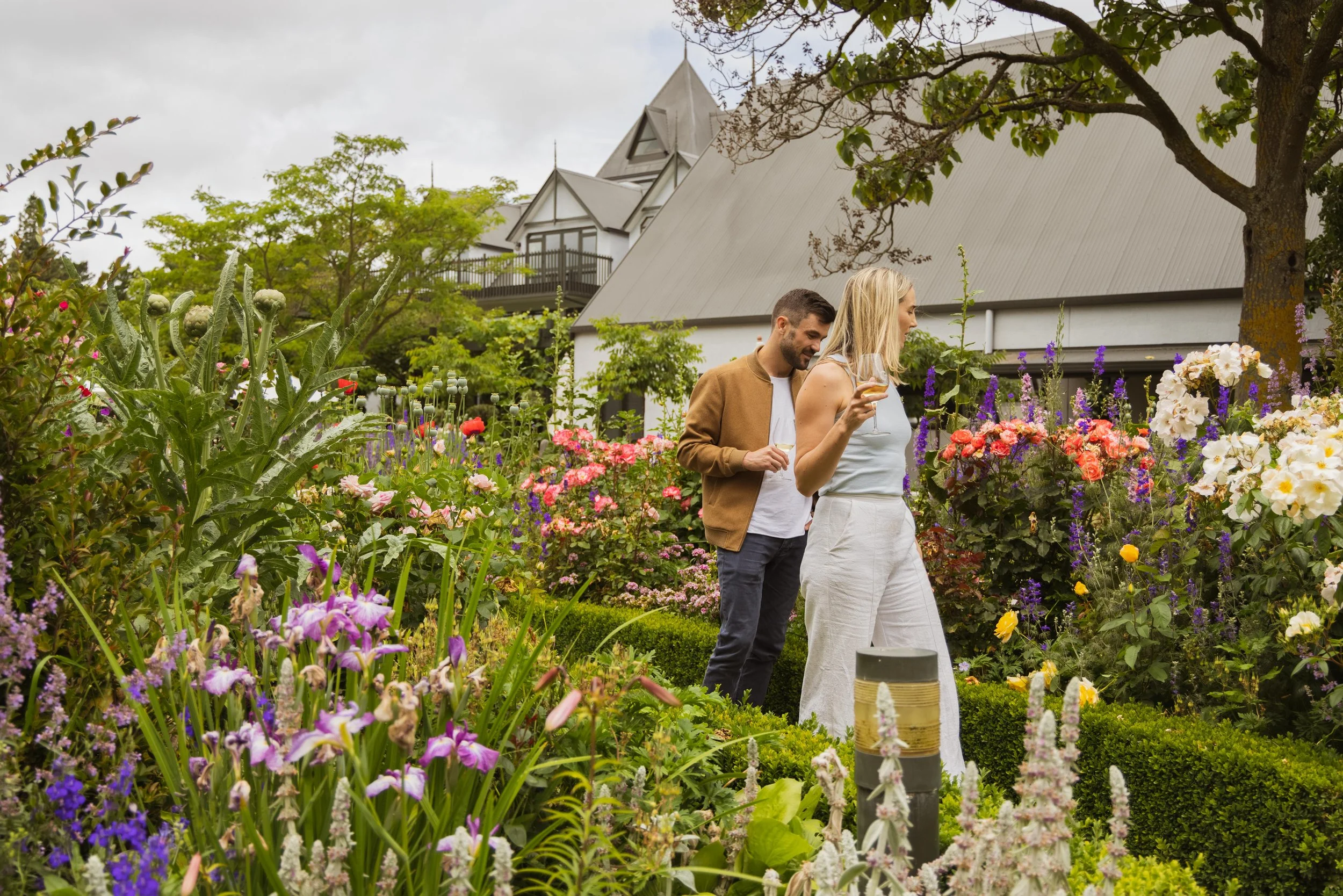 Lush garden at Pegasus Bay Winery. Explore our wineries