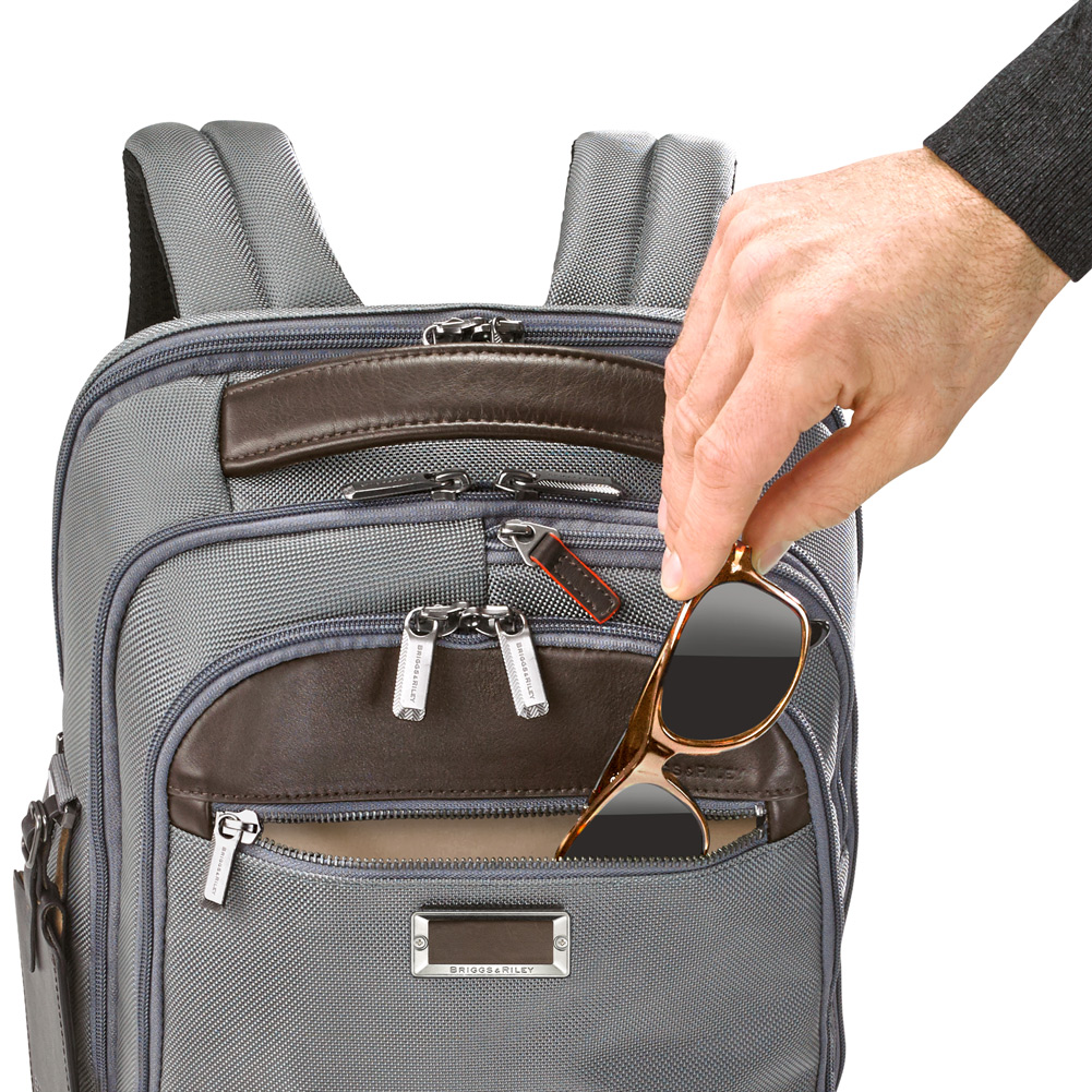 Briggs & Riley @work Medium Backpack grey front pocket