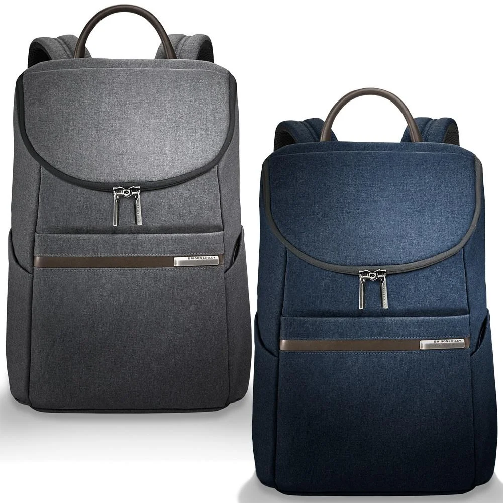 Grey and Blue Small Wide Mouth Backpack